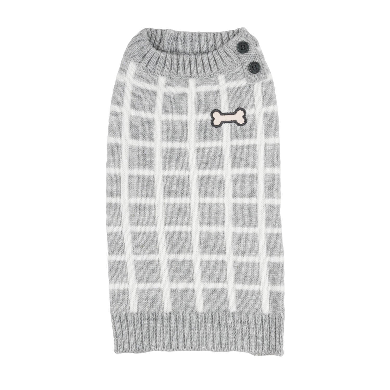 Simply Dog Gray Windowpane Fall Pullover Sweater