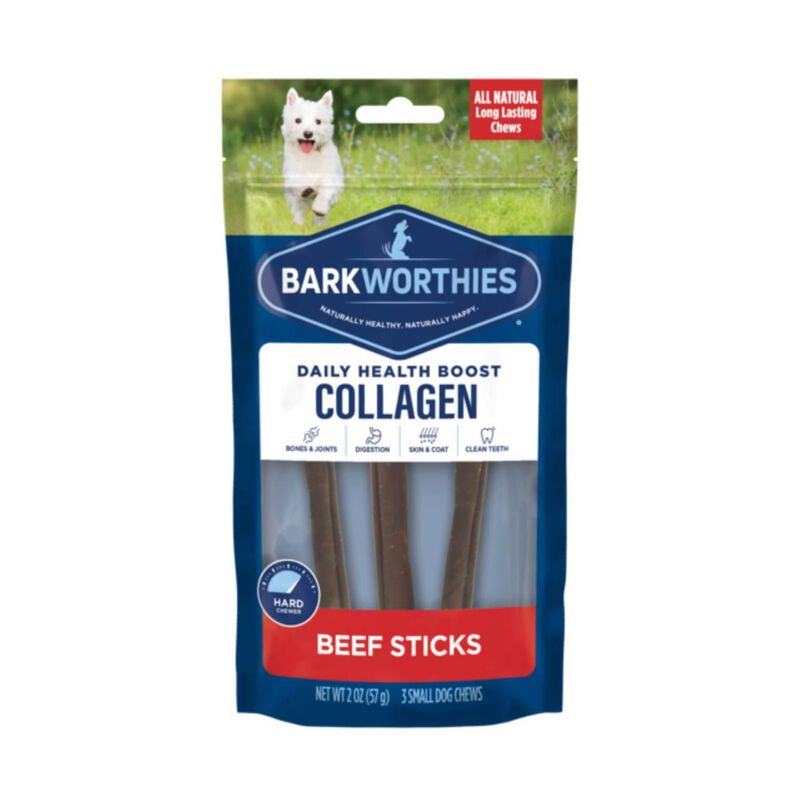 Barkworthies Daily Health Boost Collagen Beef Sticks Dog Treat image number 1