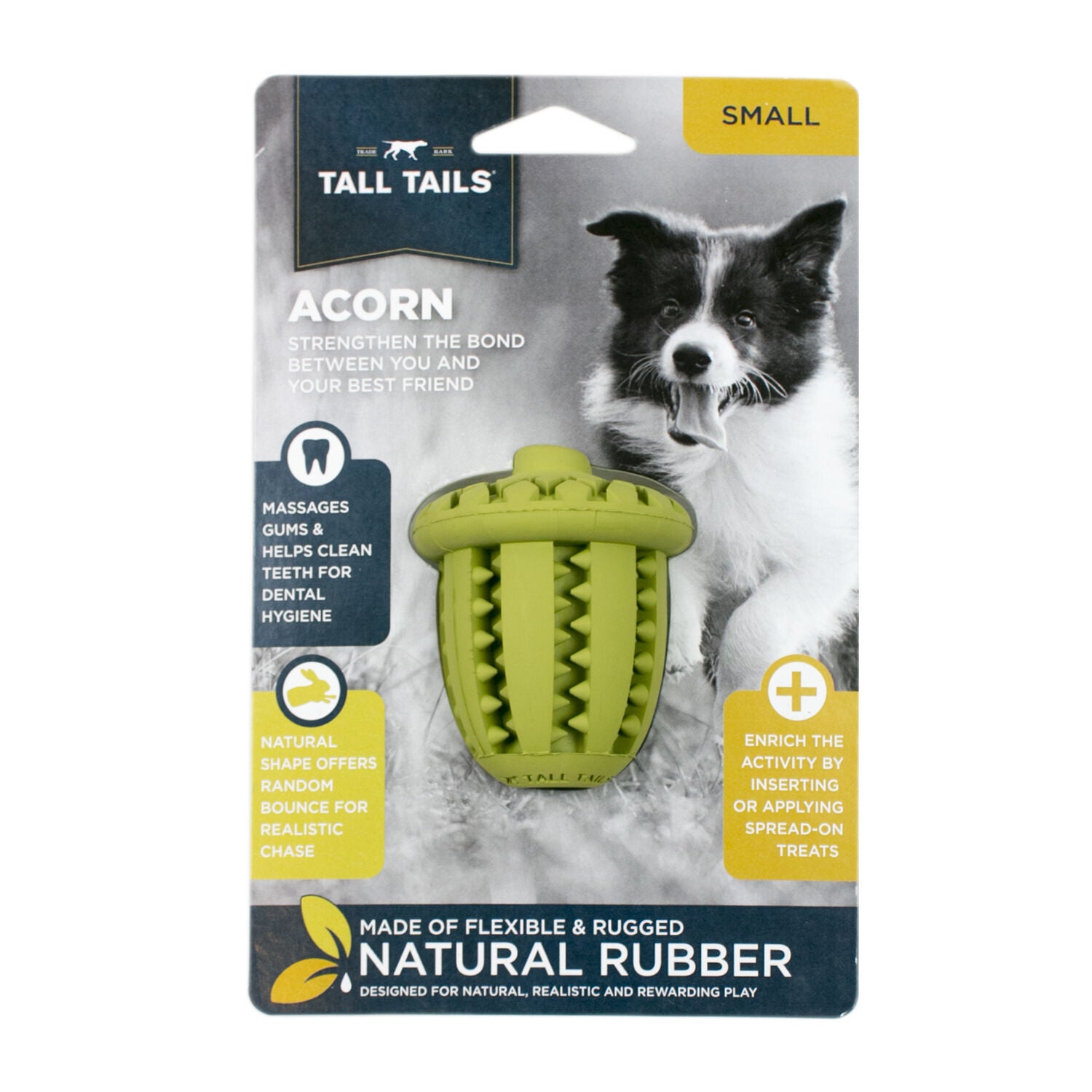 Tall Tails Natural Rubber Acorn Interactive Treat Dispensing Dog Toy, 3"