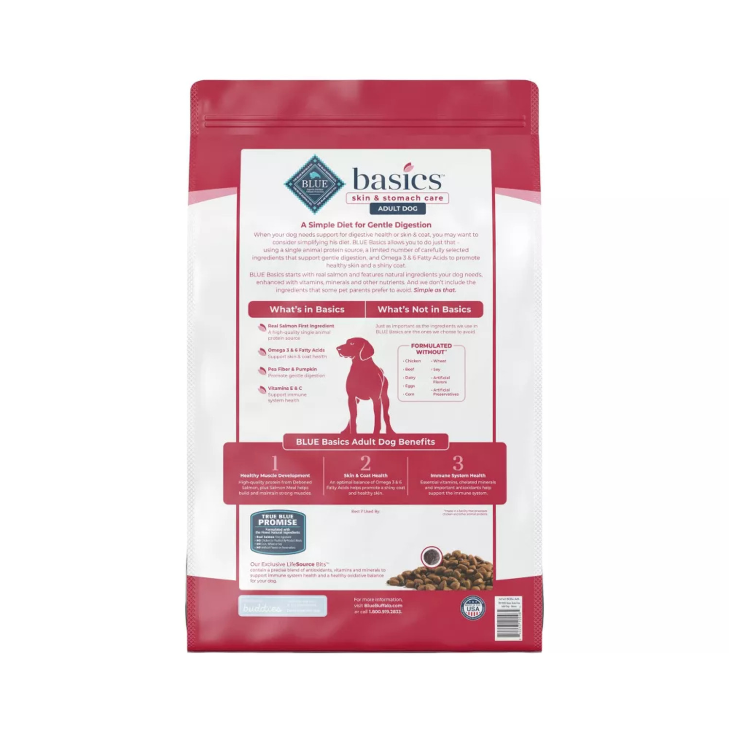 Blue Buffalo Basics Skin & Stomach Care, Grain Free Natural Adult Dry Dog Food, Salmon & Potato 22-Lb