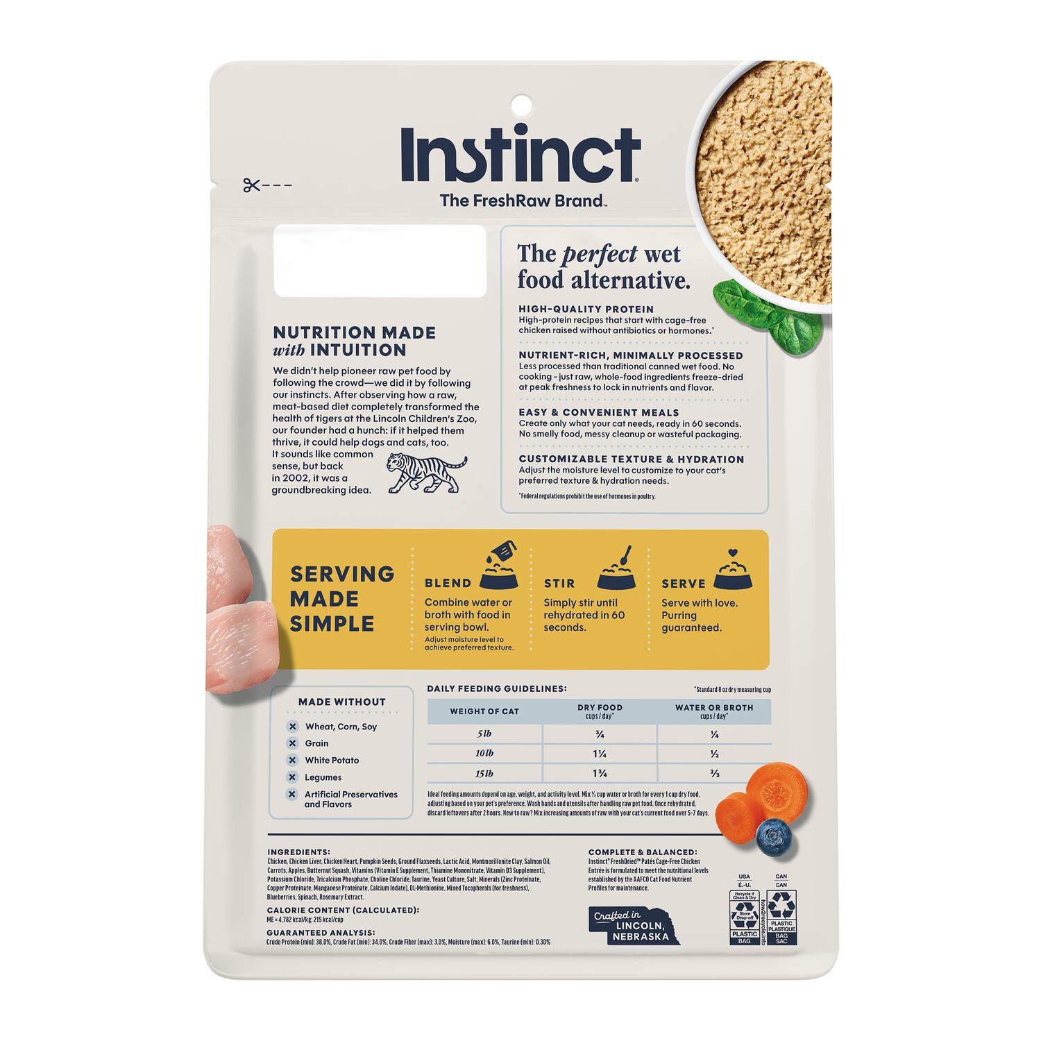 Instinct Freshdried Pates Grain-Free Freeze-Dried Raw Adult Cat Food, Cage-Free Chicken Entr&eacute;e, 13-Oz Bag