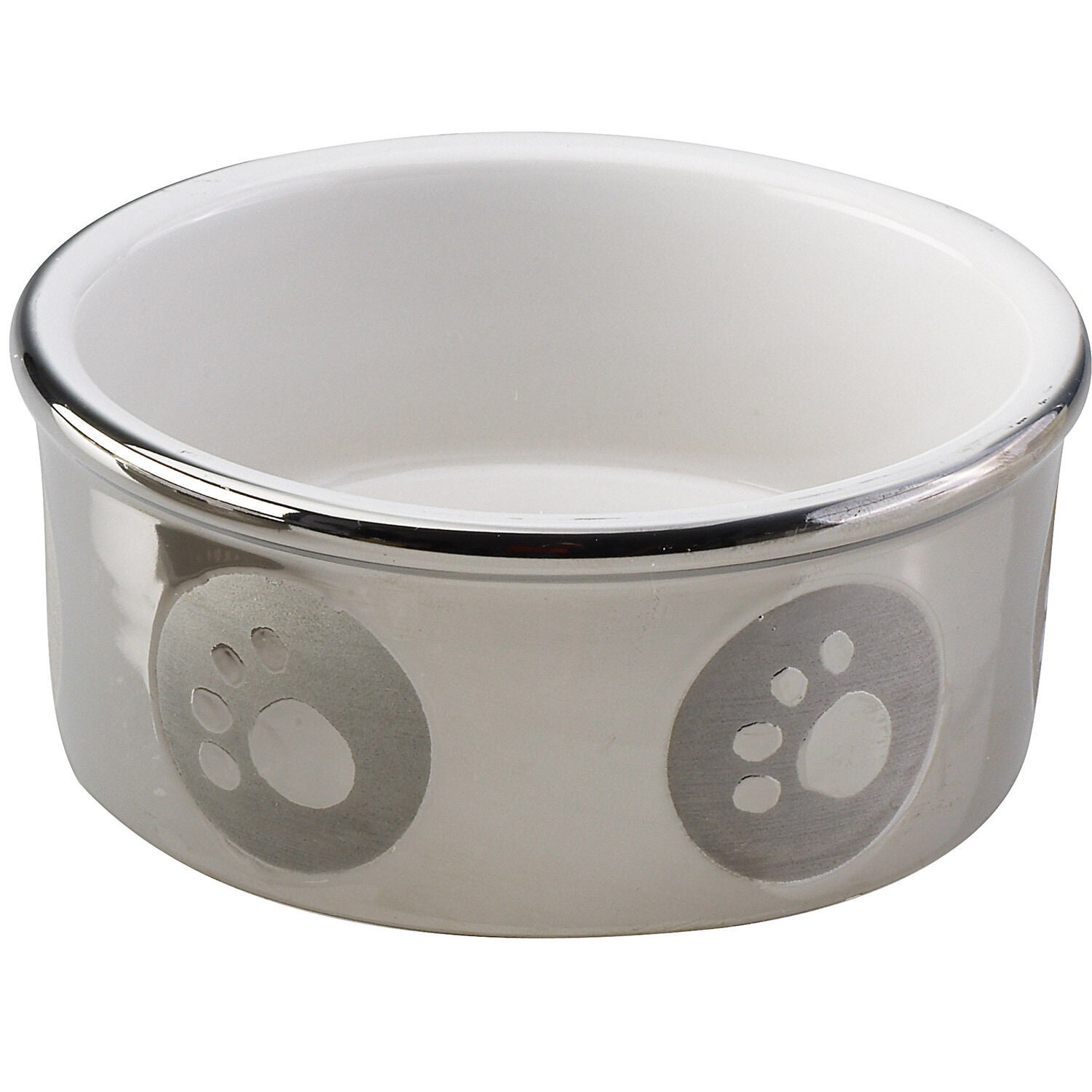 Titanium-Look Stoneware Bowl - Paw Print