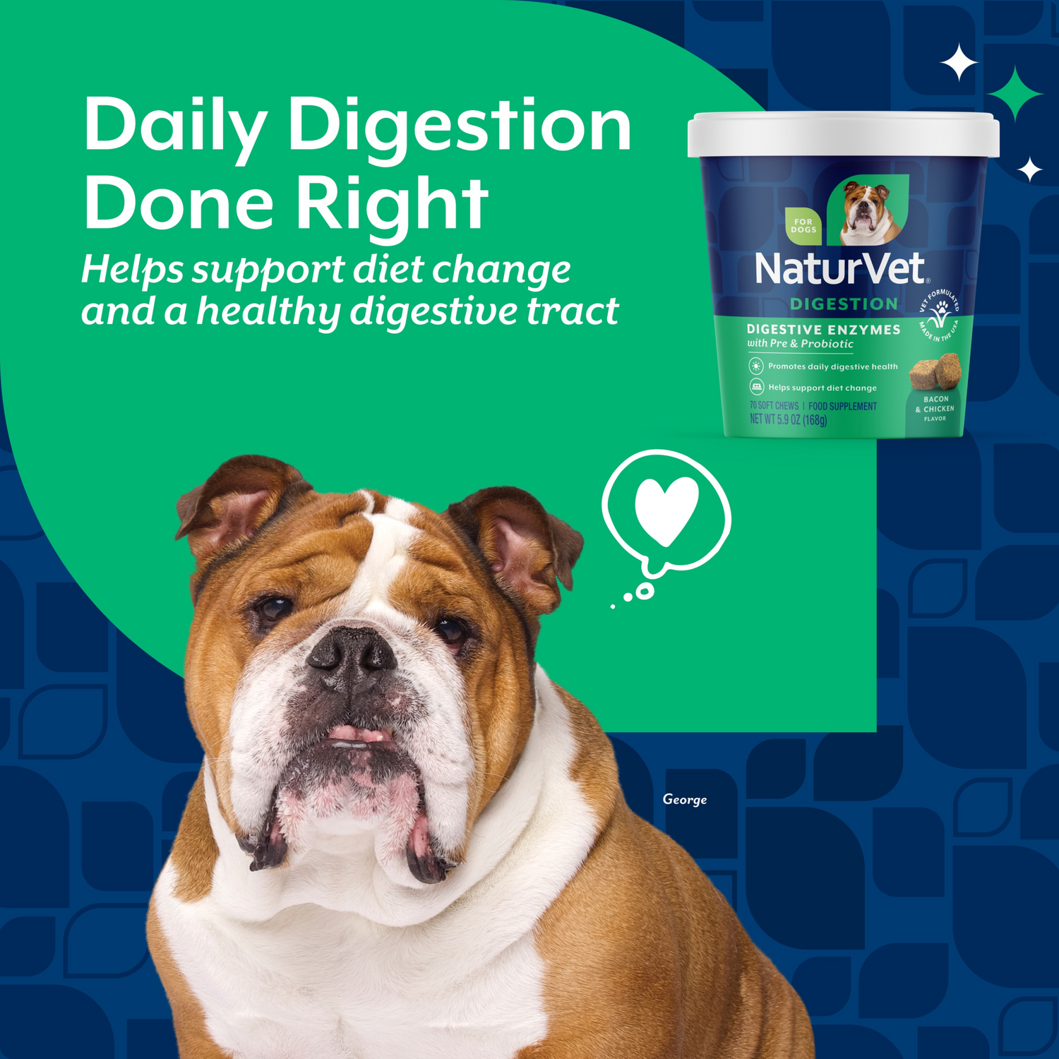 Naturvet Digestive Enzymes +Pre & Probiotic Soft Chew Supplements For Dogs