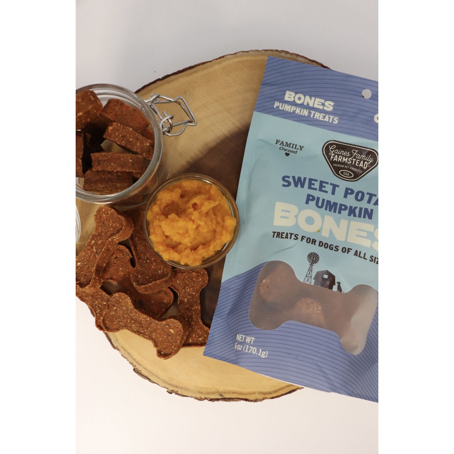 Gaines Family Farmstead Sweet Potato Pumpkin Bones Dog Treats, 6Oz