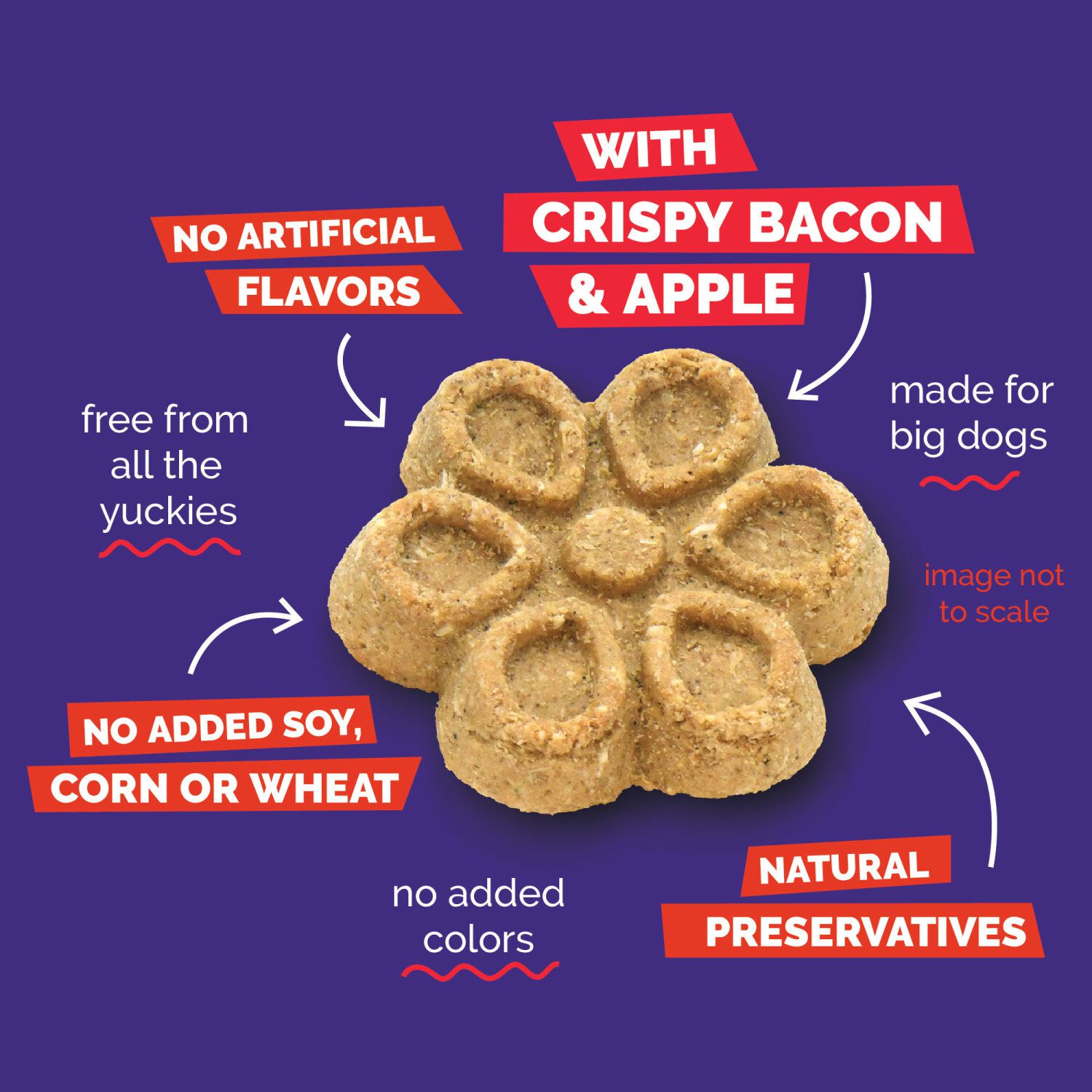 Fruitables Biggies Crunchy Biscuit Dog Treats, Crispy Bacon & Apple, 16-Oz