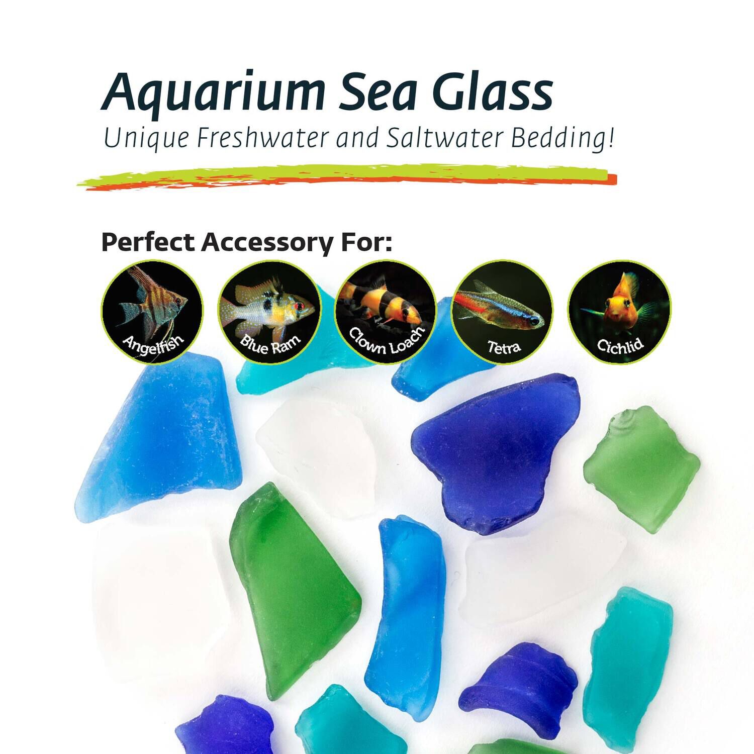 Gal&aacute;pagos Aquarium Sea Glass, Atlantic Mix, Jar 22Oz