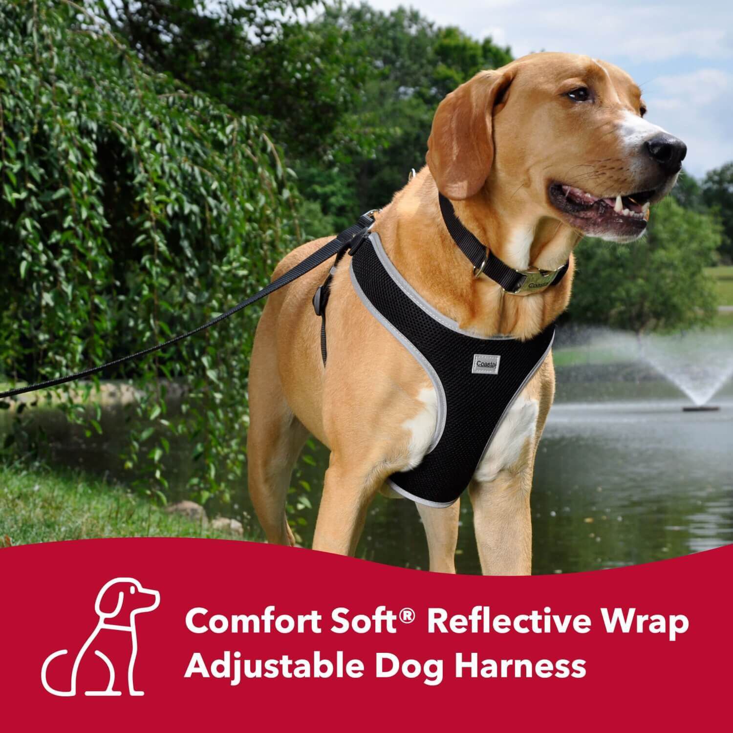 Coastal Pet Products Comfort Soft Reflective Wrap Adjustable Dog Harness - Sunset Orange, 1"X28"-36"