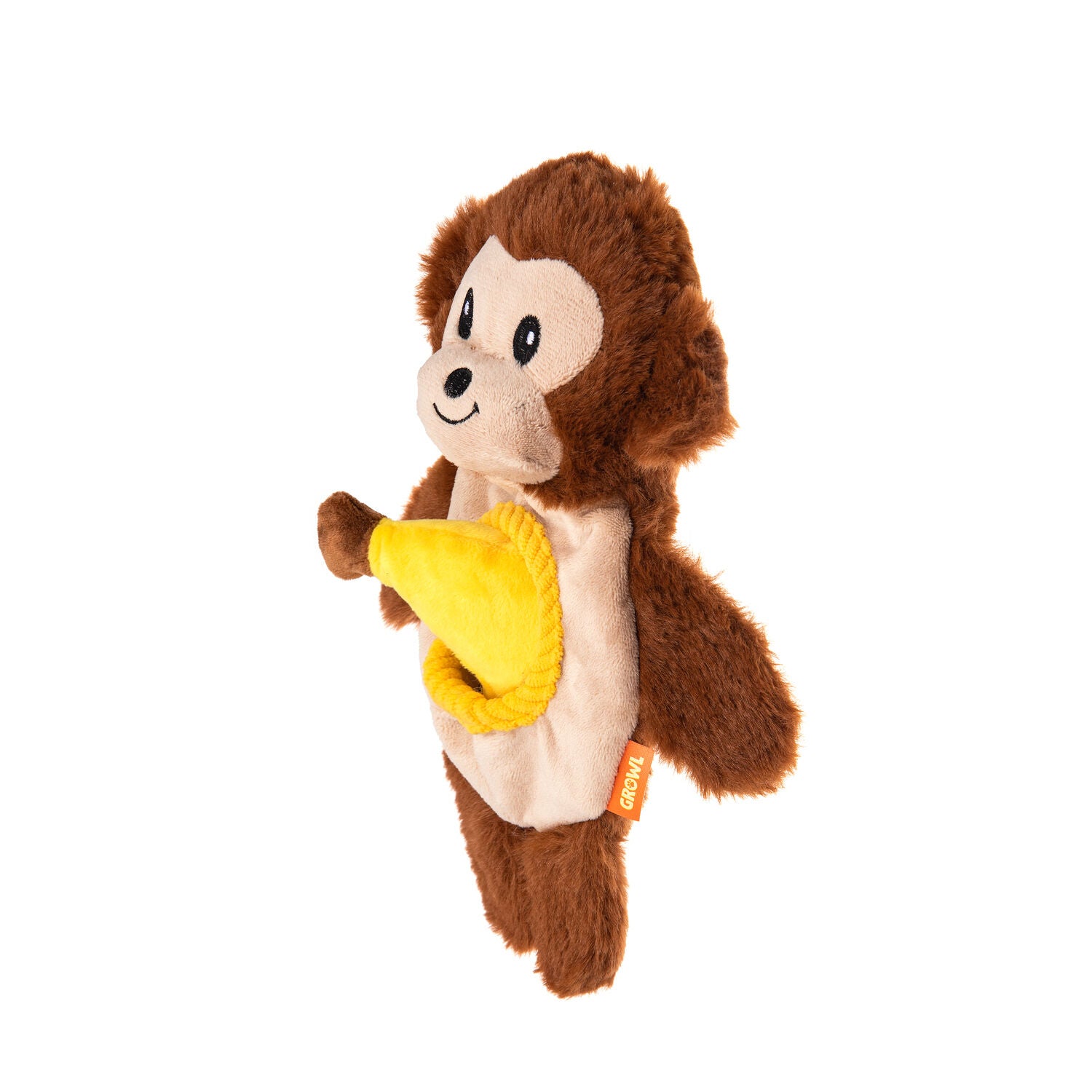 Growl Snackerz Milo The Monkey Durable Interactive Dog Toy, 9.7"