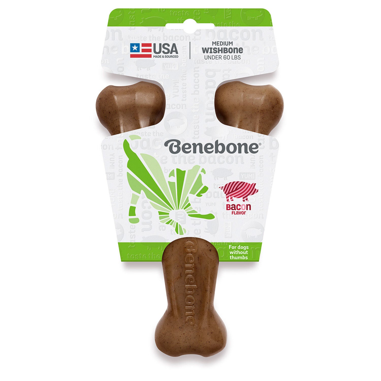 Benebone Bacon Wishbone Durable Dog Chew Toy