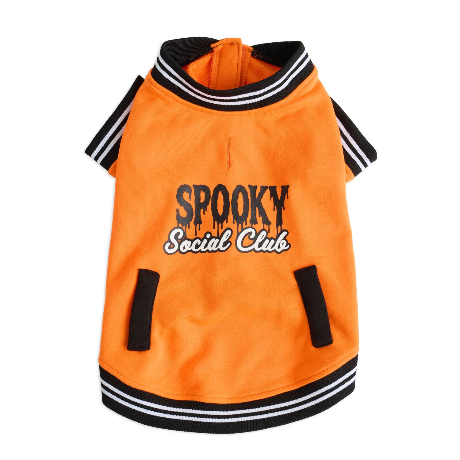 Aristopet Light French Terry Spooky Social Club Dog Jacket, Orange, Extra Large