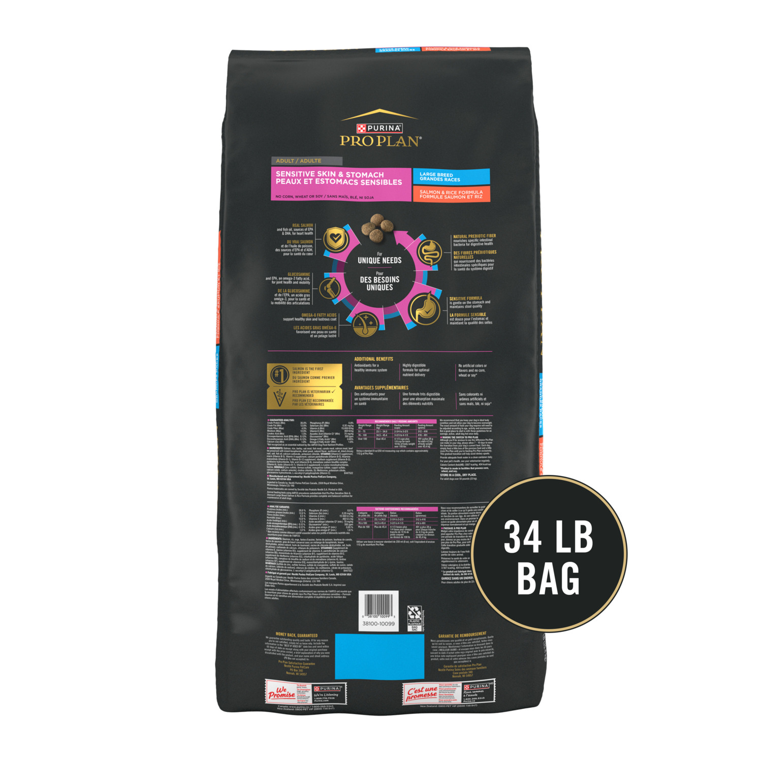 Purina Pro Plan Sensitive Stomach And Stomach Salmon Formula Large Breed Dry Dog Food, 24-Lb Bag