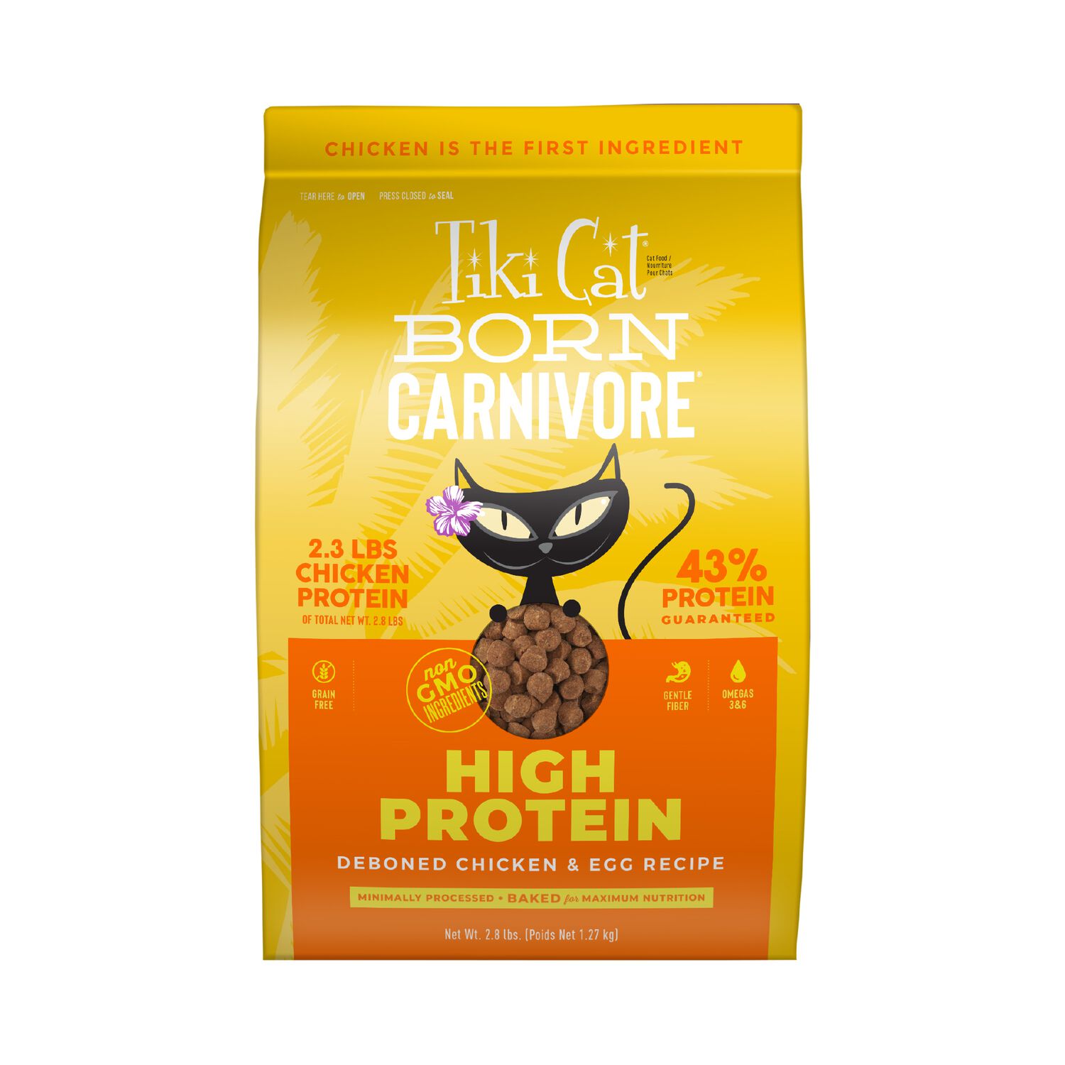 Tiki Cat Born Carnivore High Protein Dry Cat Food, Deboned Chicken & Egg, 2.8-Lb Bag
