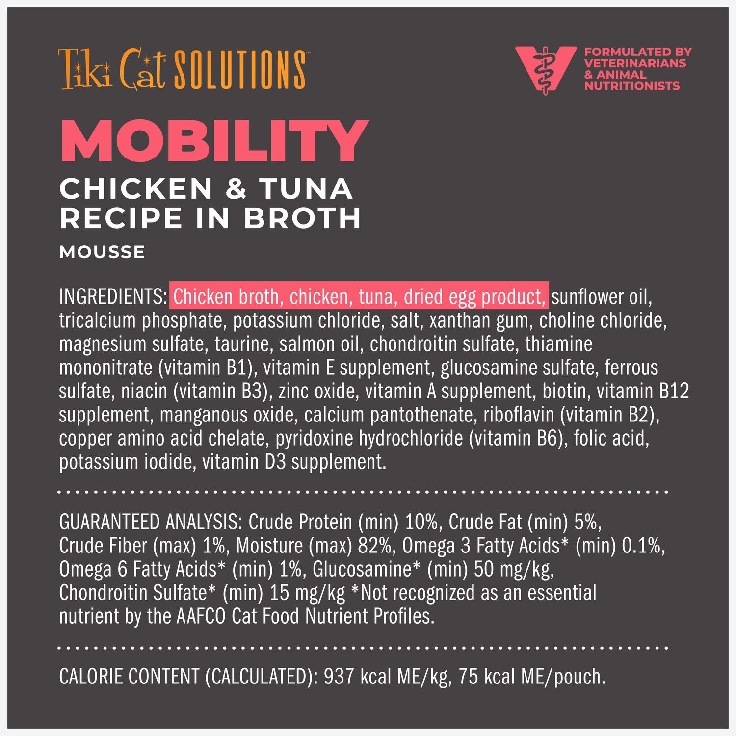 Tiki Cat Solutions Mousse, Mobility, Chicken & Tuna Recipe In Broth, 2.4-Oz Pouch