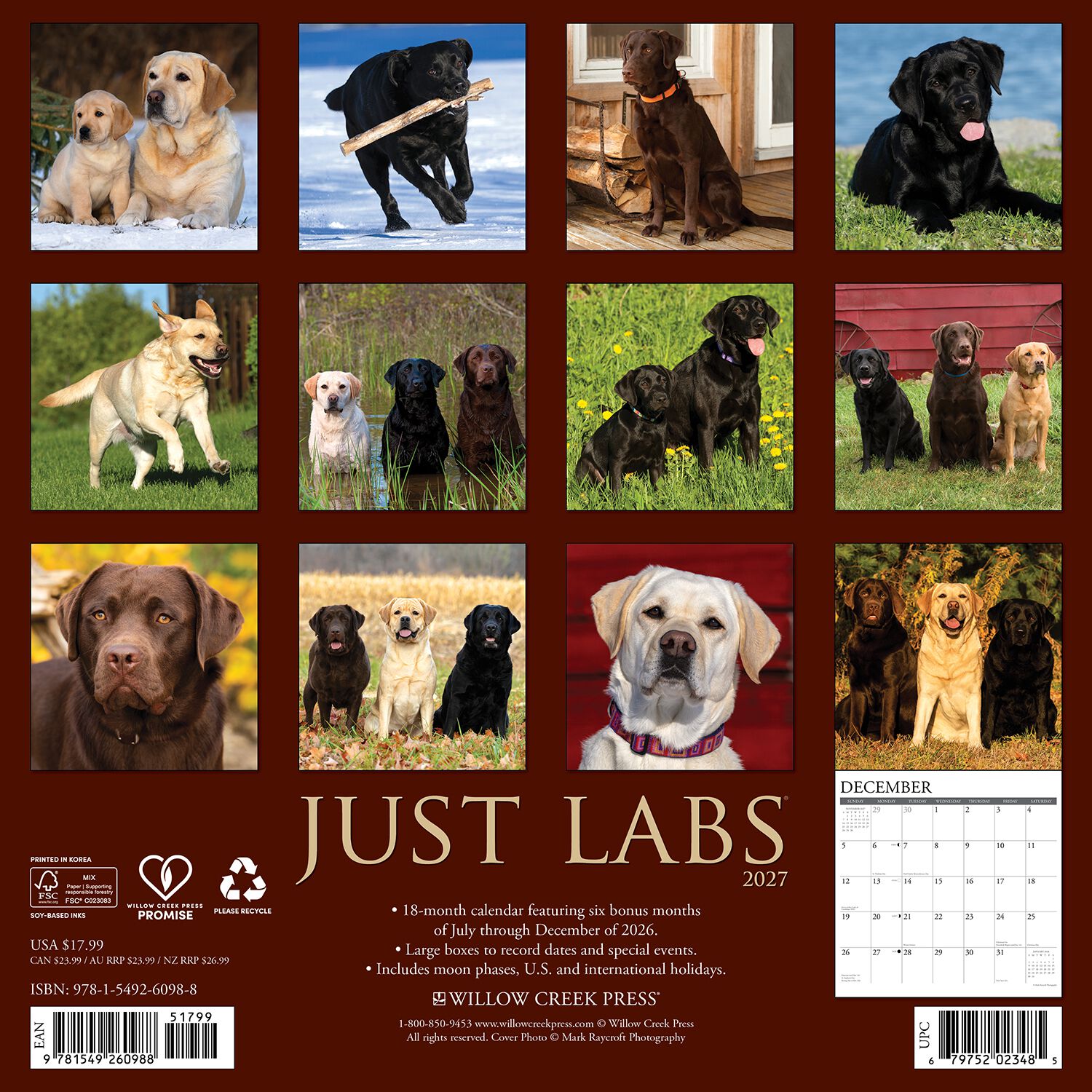 Willow Creek Press Just Labs 2027 Wall Calendar