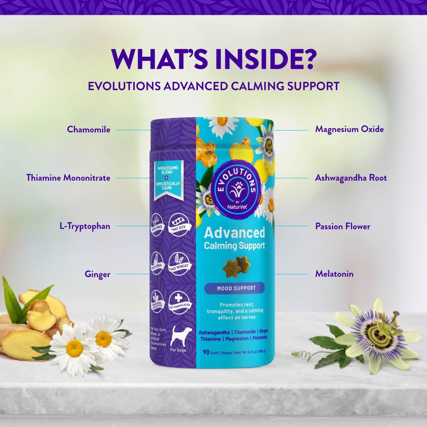 Naturvet Evolutions Advanced Calming Support Soft Chew Supplements For Dogs