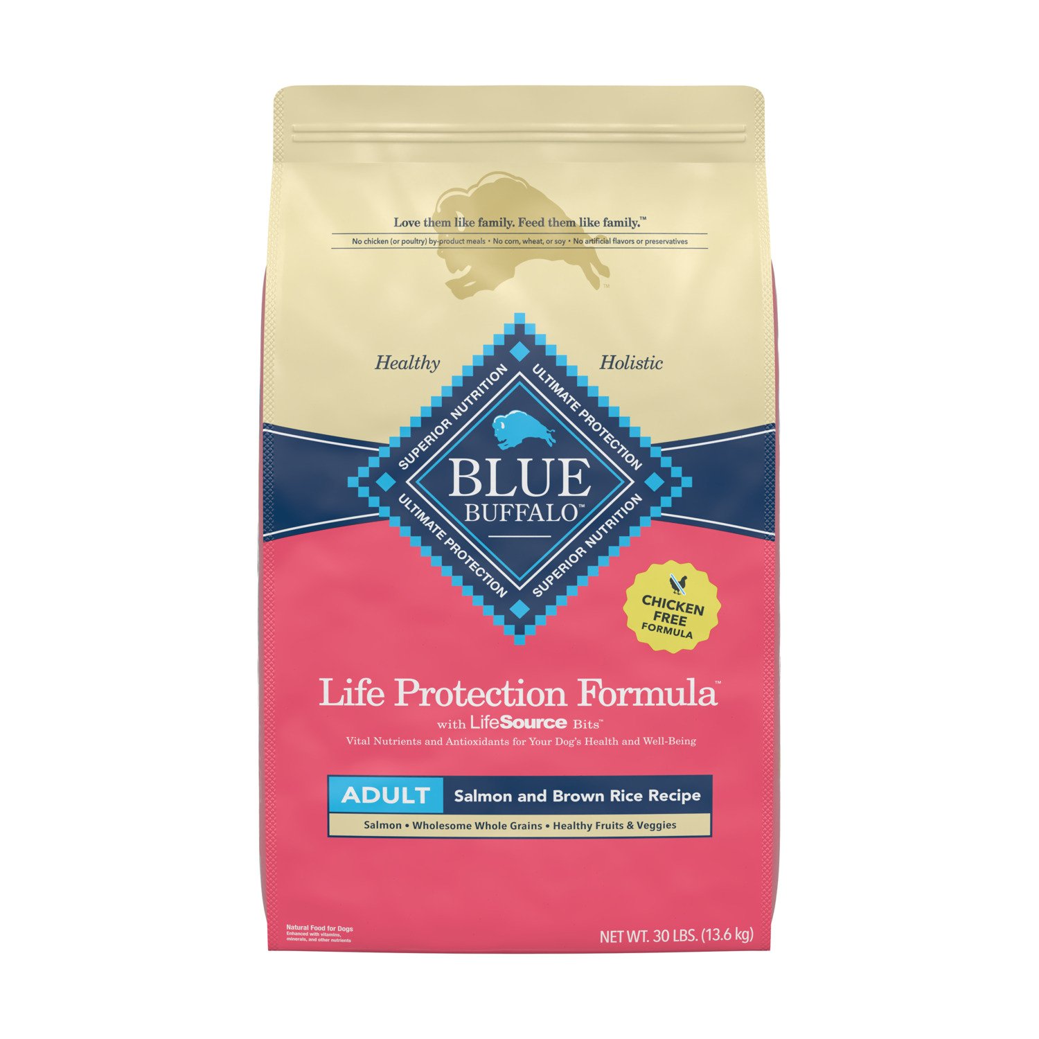 Blue Buffalo Life Protection Formula Adult Salmon & Brown Rice Recipe Dry Dog Food, 5Lb