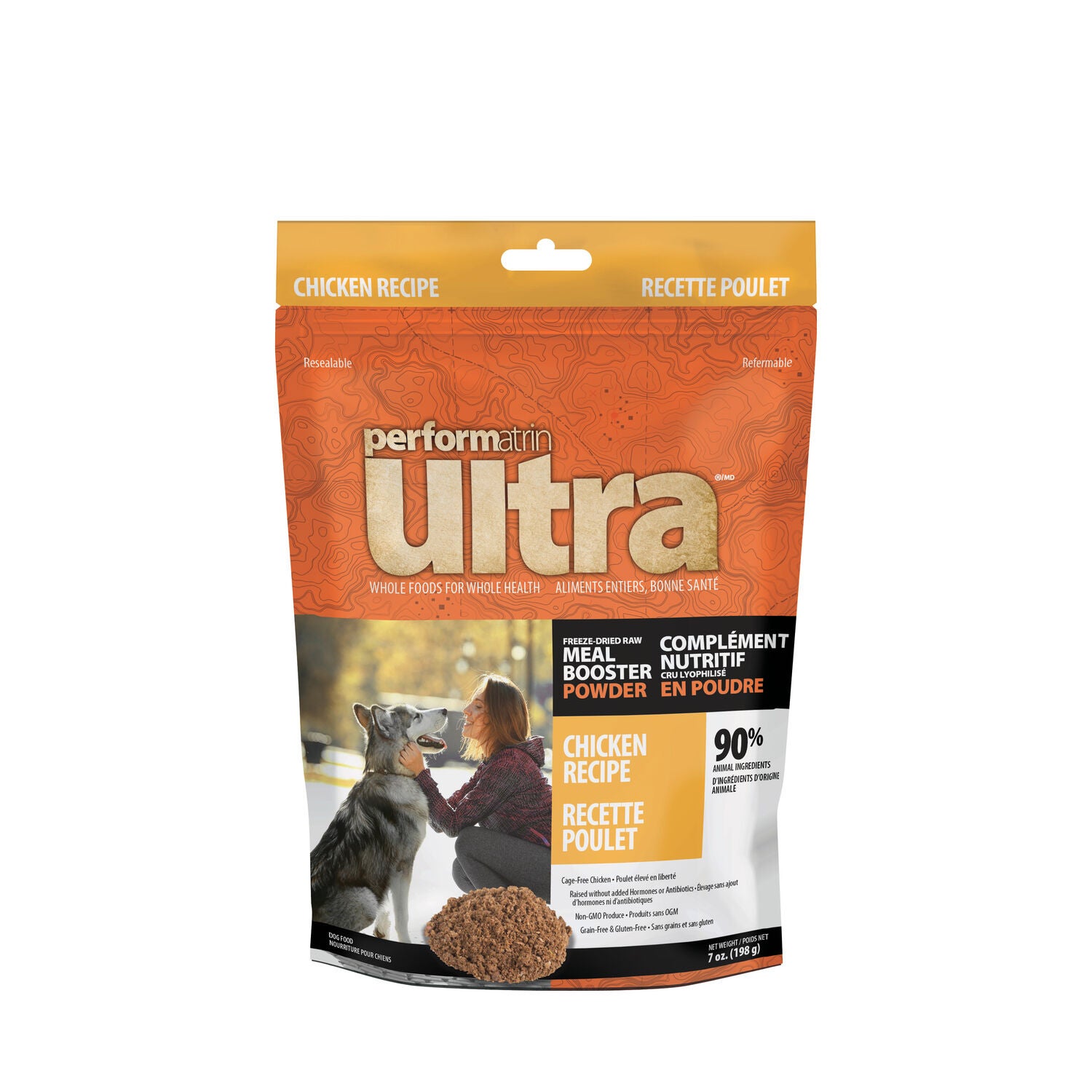 Performatrin Ultra Freeze-Dried Raw Meal Booster Powder Chicken Recipe Dog Food Topper, 7Oz