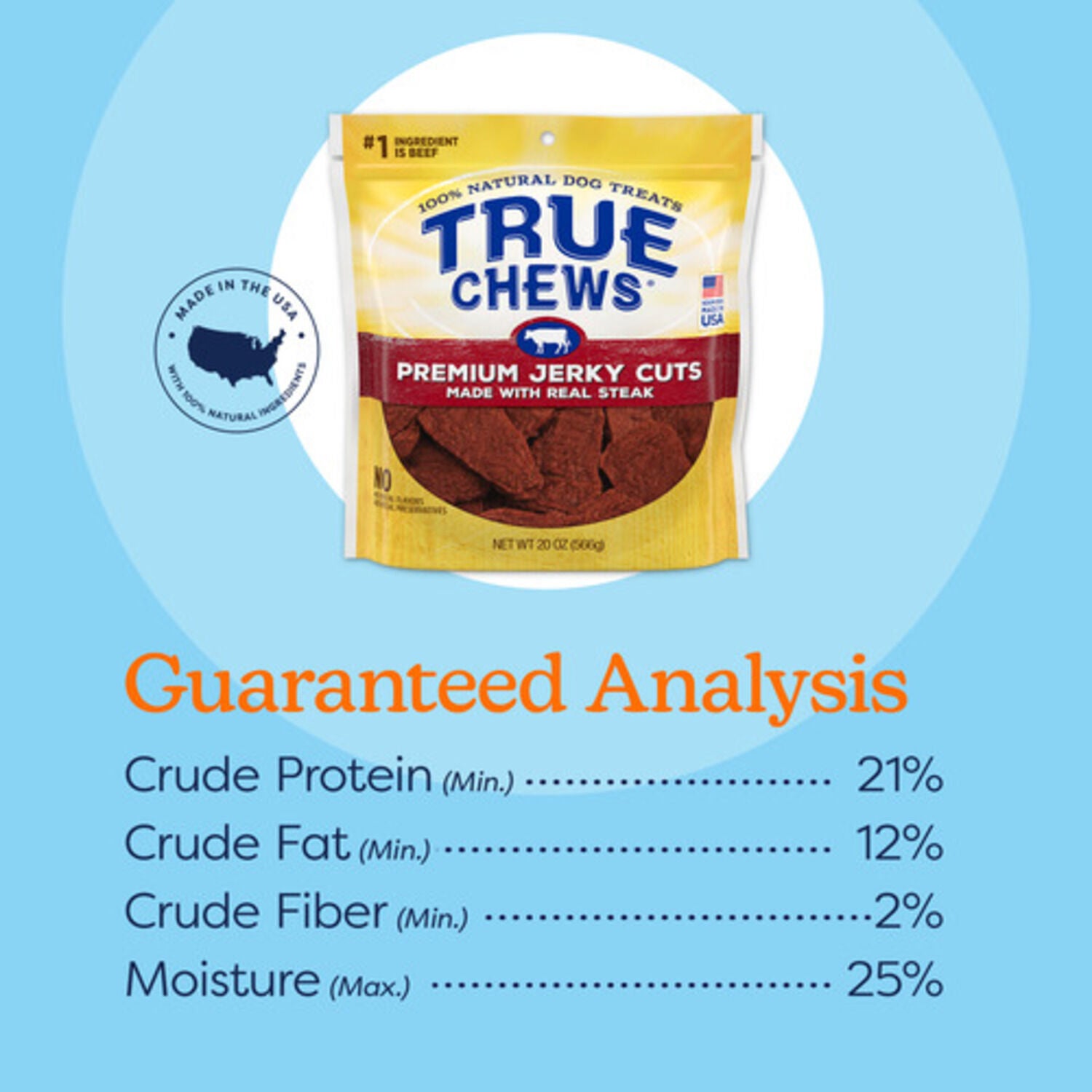 Blue Buffalo True Chews Premium Jerky Cuts Natural Steak Dog Treats, 20-Oz Bag