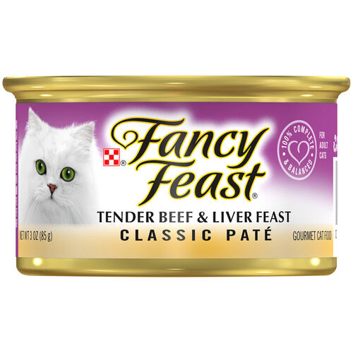 Fancy Feast Tender Beef & Liver Feast Pate Classic Grain Free Wet Cat Food