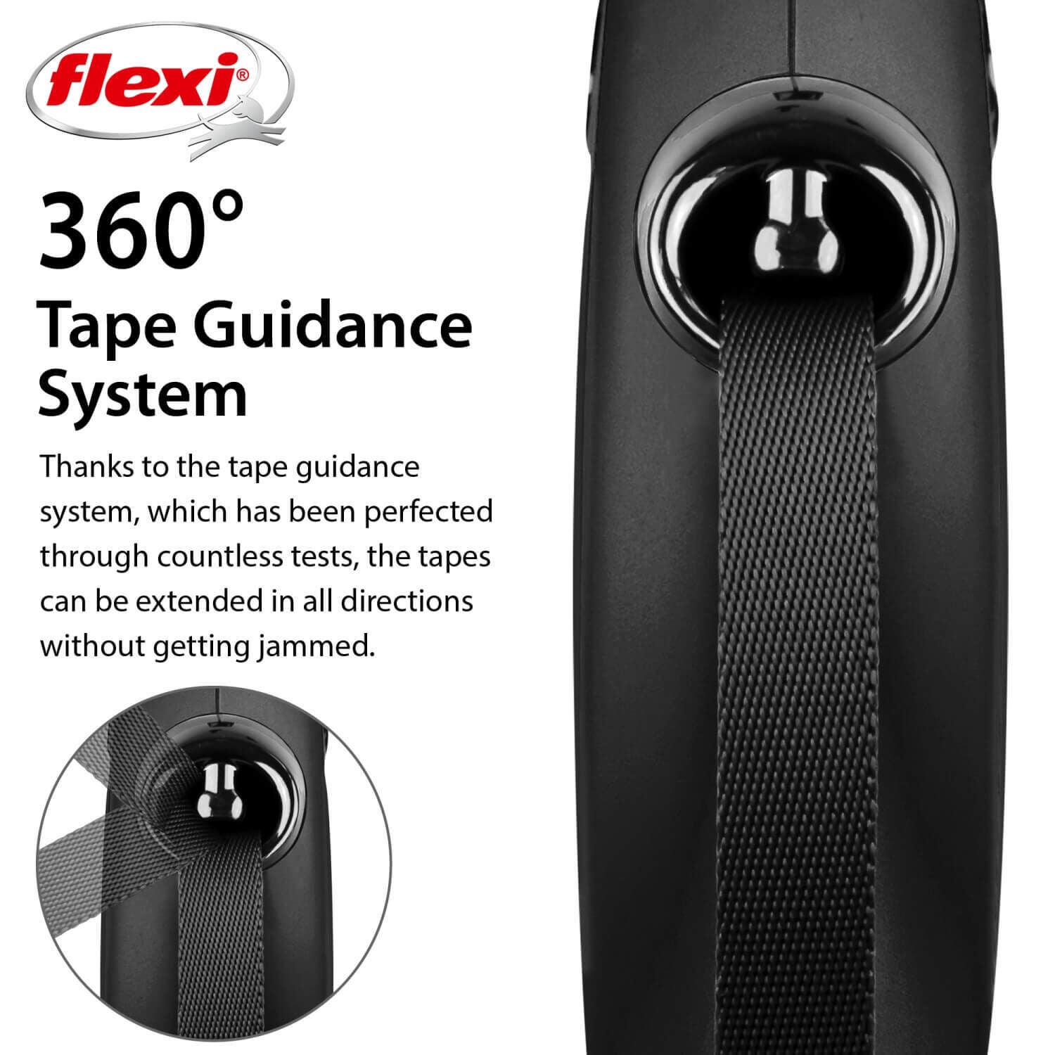 Flexi Classic Retractable Tape Dog Leash - Black, 16'