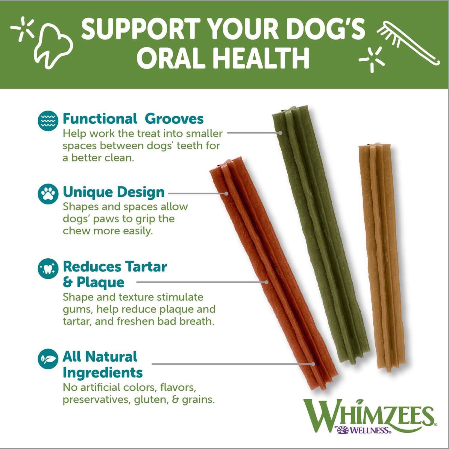 Whimzees Stix Natural Grain Free Dental Dog Treats, Extra Large, 1 Count