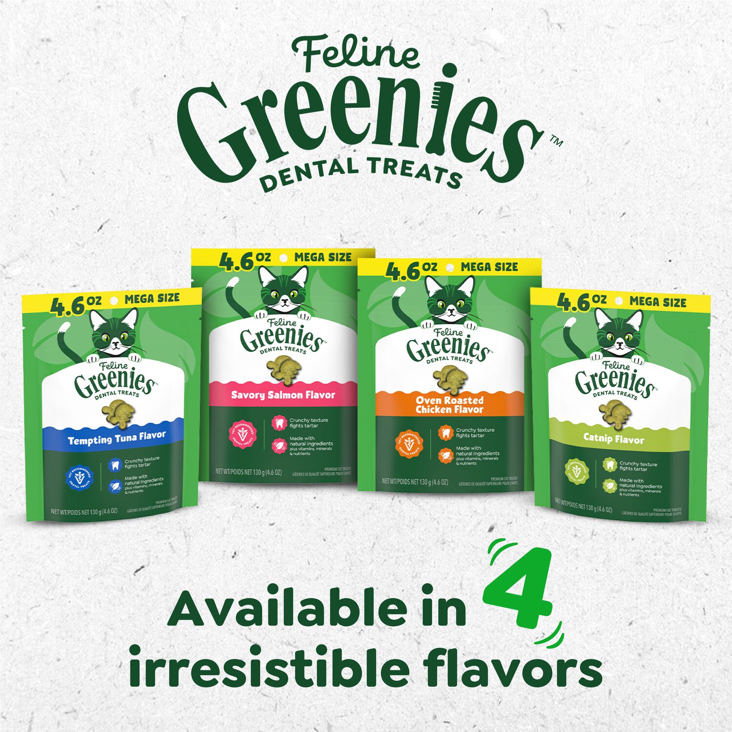 Greenies Feline Natural Crunchy Adult Cat Dental Treats, Savory Salmon, 4.6-Oz Bag
