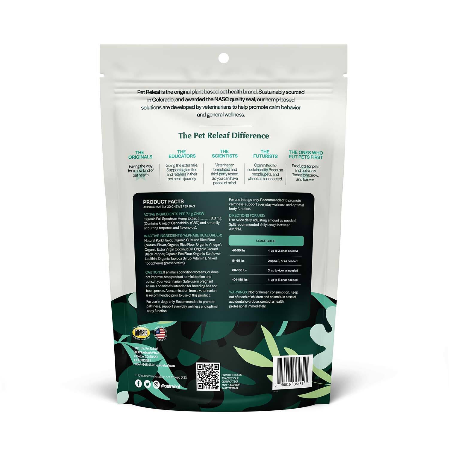 Pet Releaf Stress Releaf Cbd Edibites Medium-Large Dog Chews, Bacon Flavor, 6-Mg Of Cbd, 7.5-Ozs