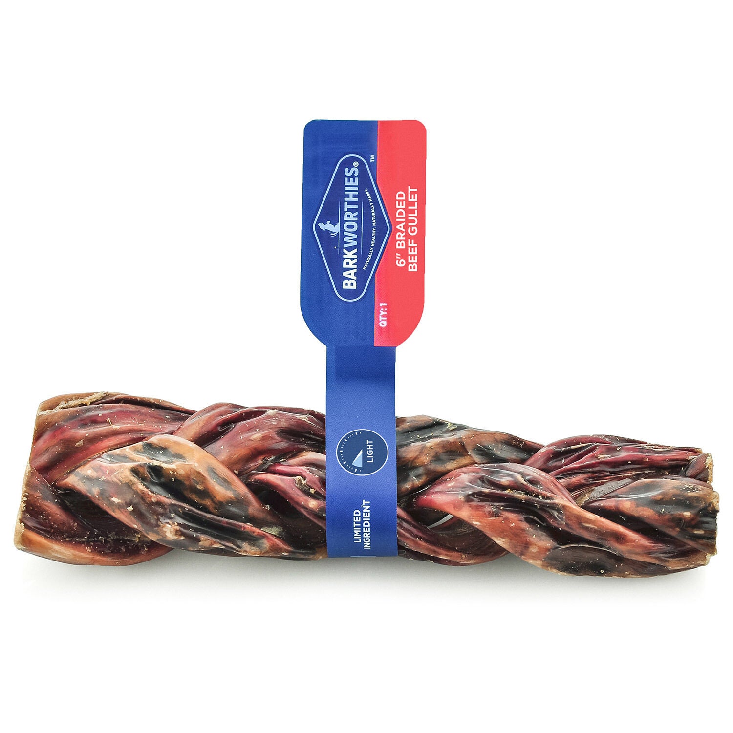 Barkworthies Braided Beef Gullet Natural Dog Treat, 12 Inches