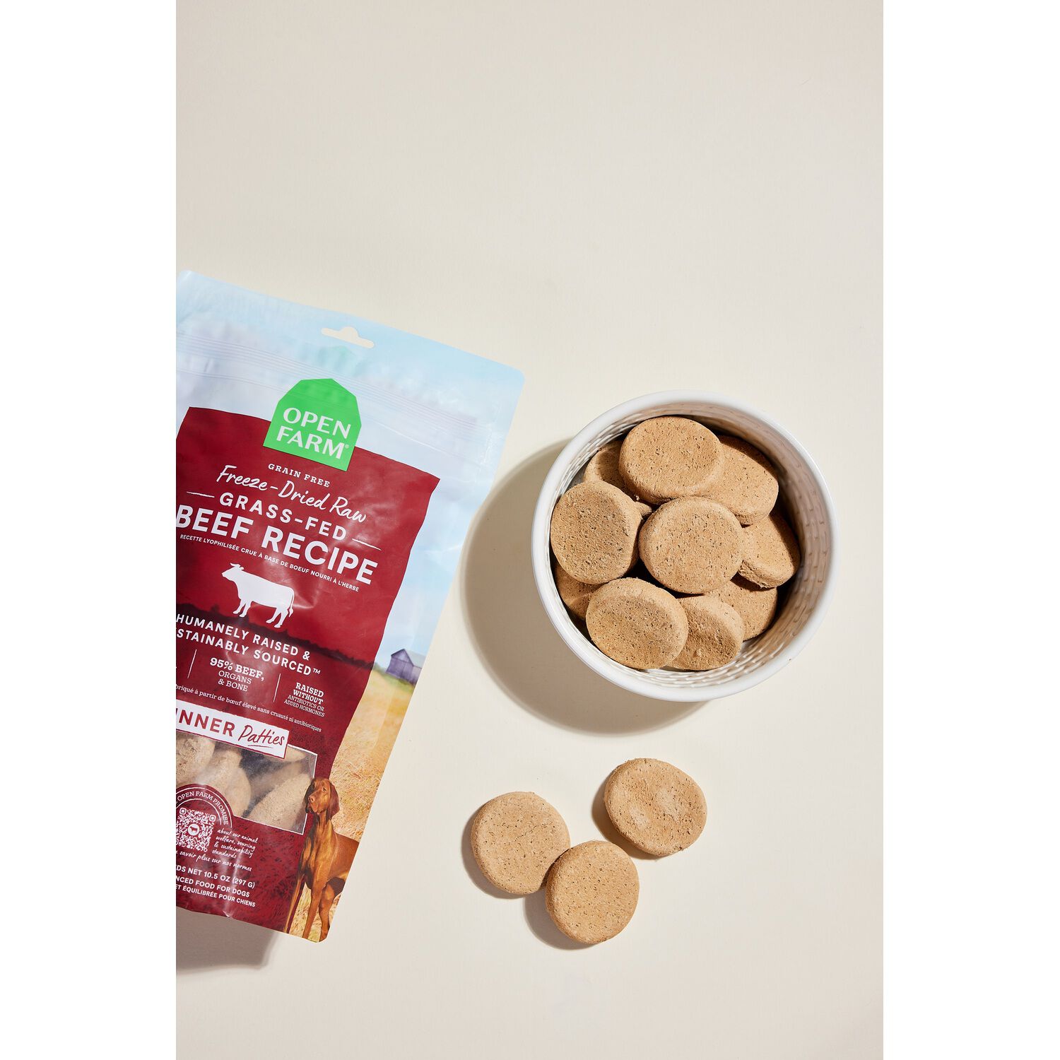 Open Farm Freeze Dried Raw Dog Food Patties, Grass-Fed Beef Recipe, 10.5Oz