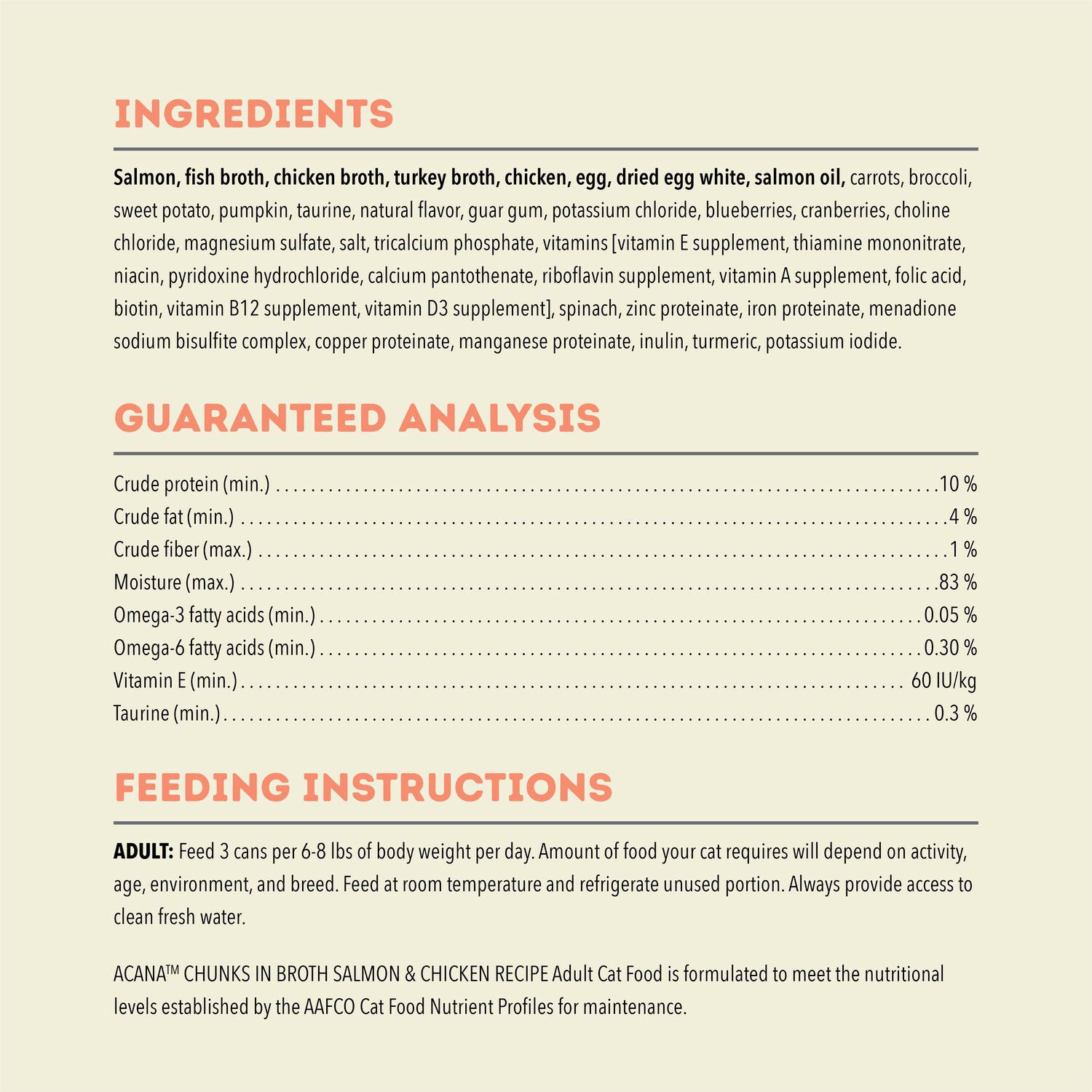 Acana Chunks In Broth Wet Cat Food, Salmon & Chicken Recipe, 3-Oz