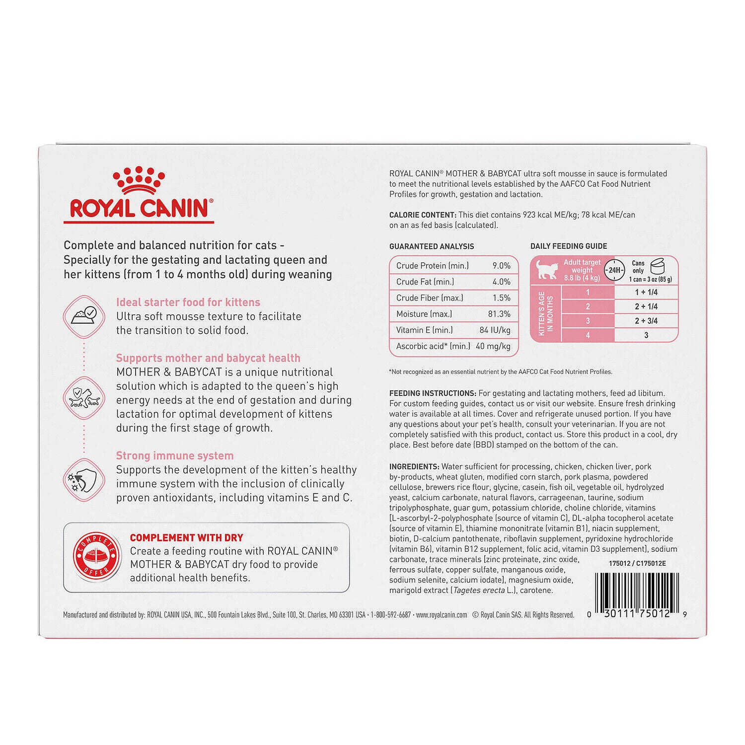 Royal Canin&reg; Feline Health Nutrition&trade; Mother & Babycat Ultra Soft Mousse In Sauce Wet Cat Food, 3-Oz Pack Of 12