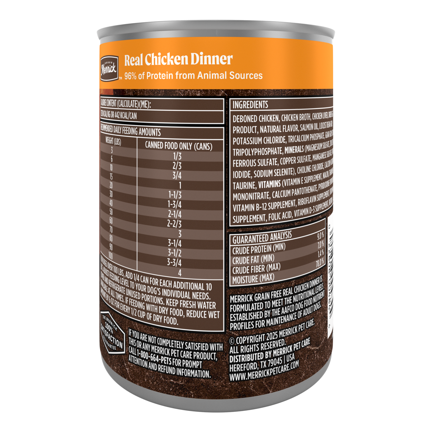 Merrick Grain-Free Premium And Natural Canned Soft And Healthy Wet Dog Food, Real Chicken Dinner Recipe, 12.7-Oz Pack Of 12