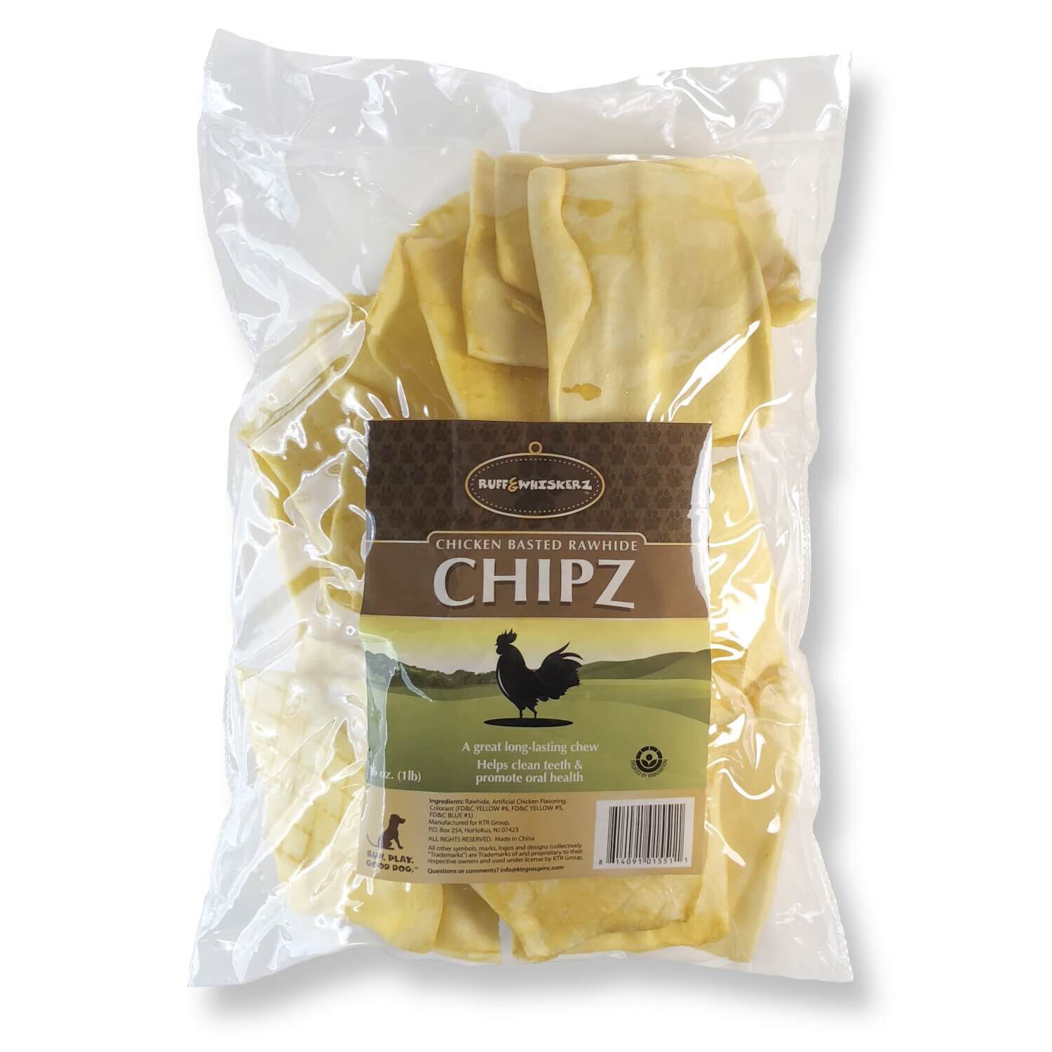 Ruff Whisker Natural Rawhide Chipz Chicken Flav. 16oz Pet