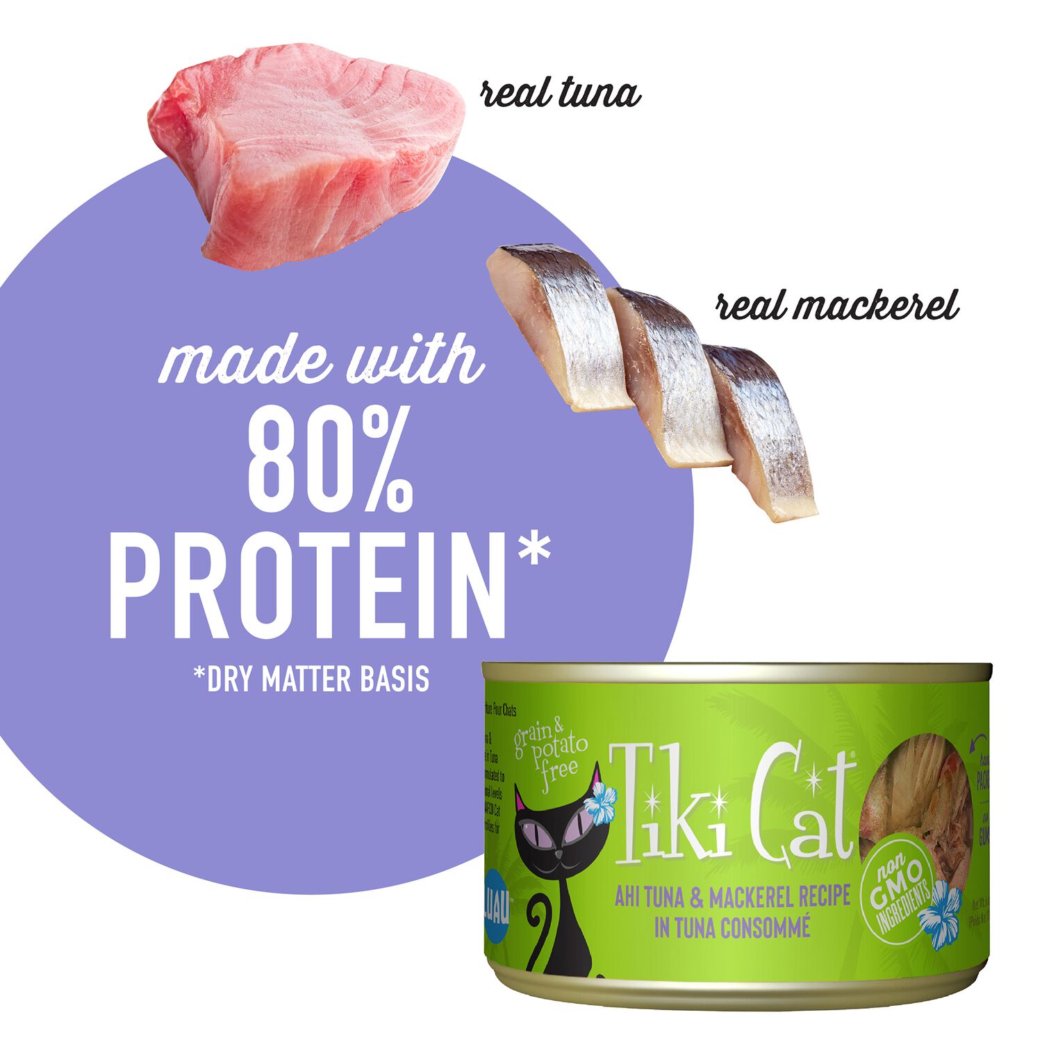 Tiki Cat Luau Wet Cat Food, Ahi Tuna & Mackerel, 6-Oz Can