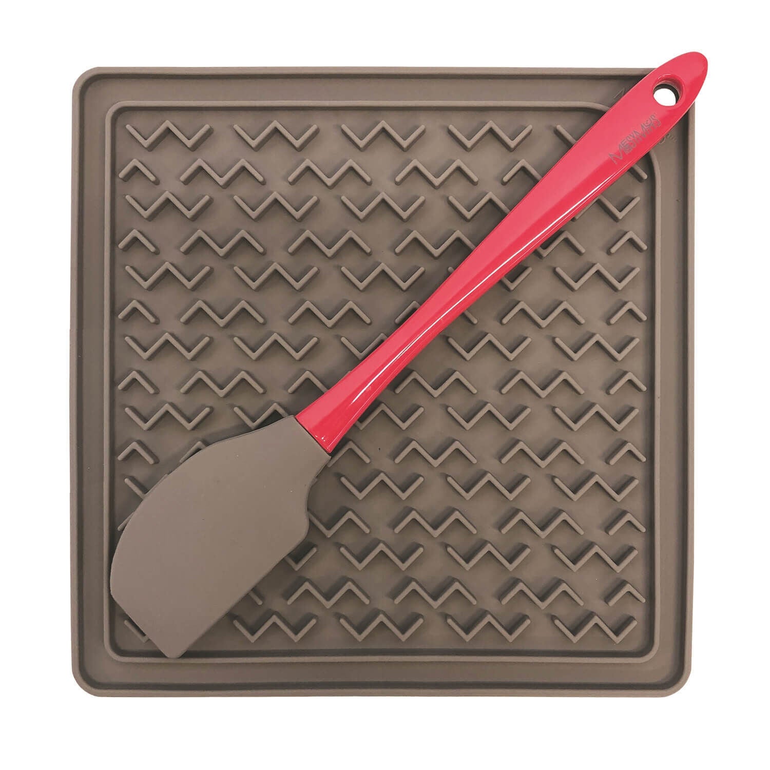 Messy Mutts Silicone Therapeutic Licking Mat With Silicone Spatula For Dogs & Cats, 8"