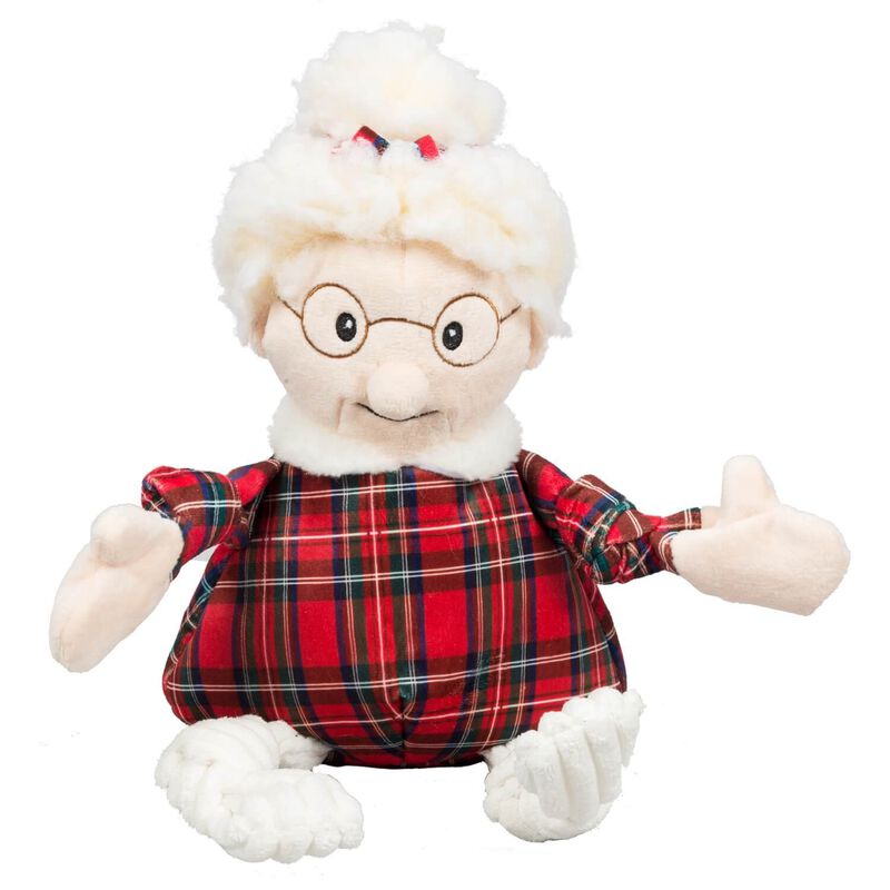 Huggle Fleece Mrs. Claus Knottie With Tartan Plaid Dog Toy image number 1