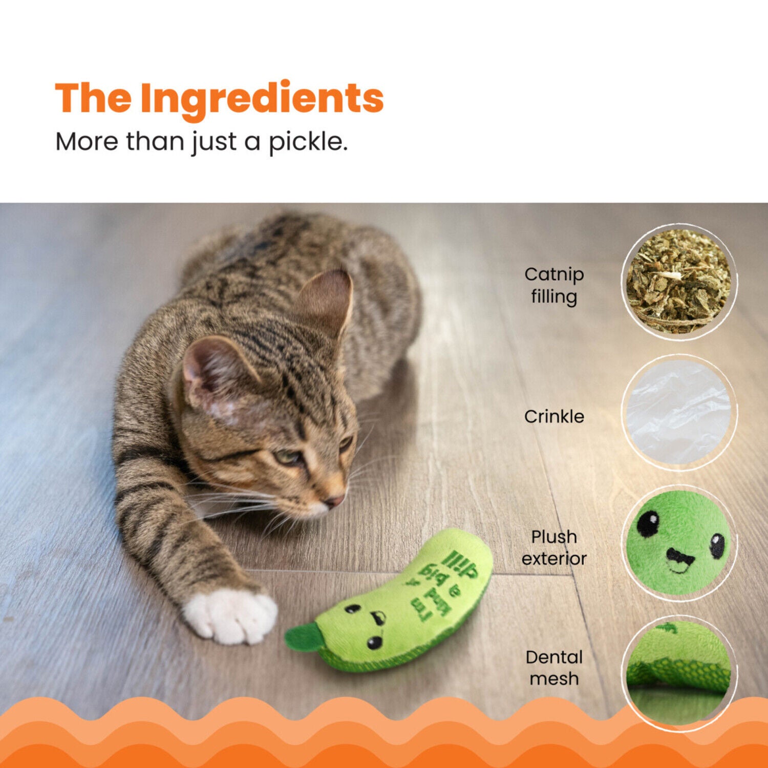 Catstages Crunchy Pickle Kicker Catnip Stuffed Dental Chew Cat Toy
