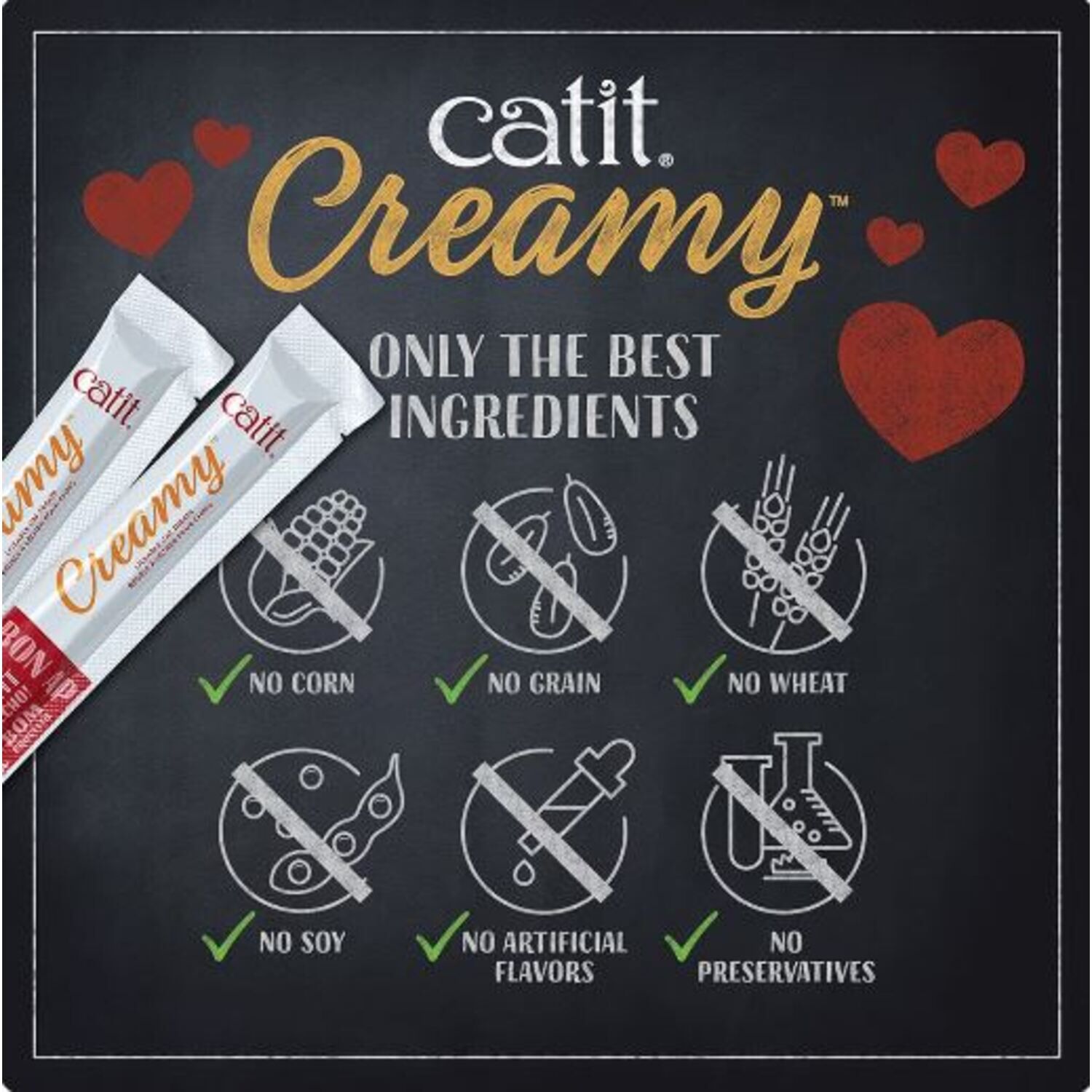 Catit Creamy Grain-Free Lickable Cat Treats, Salmon Recipe, 5-0.5Oz Tubes