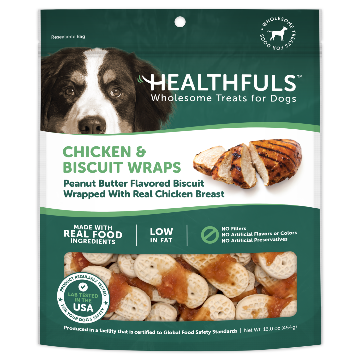 Healthfuls Chicken & Peanut Butter Biscuit Dog Treats, 16-Oz