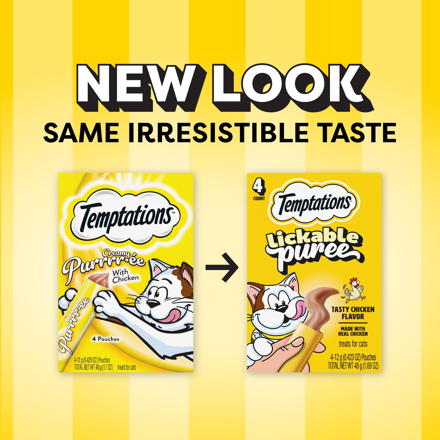 Temptations Creamy Puree With Chicken Lickable, Squeezable Cat Treats, 4-Pack Of 0.4-Oz Pouches