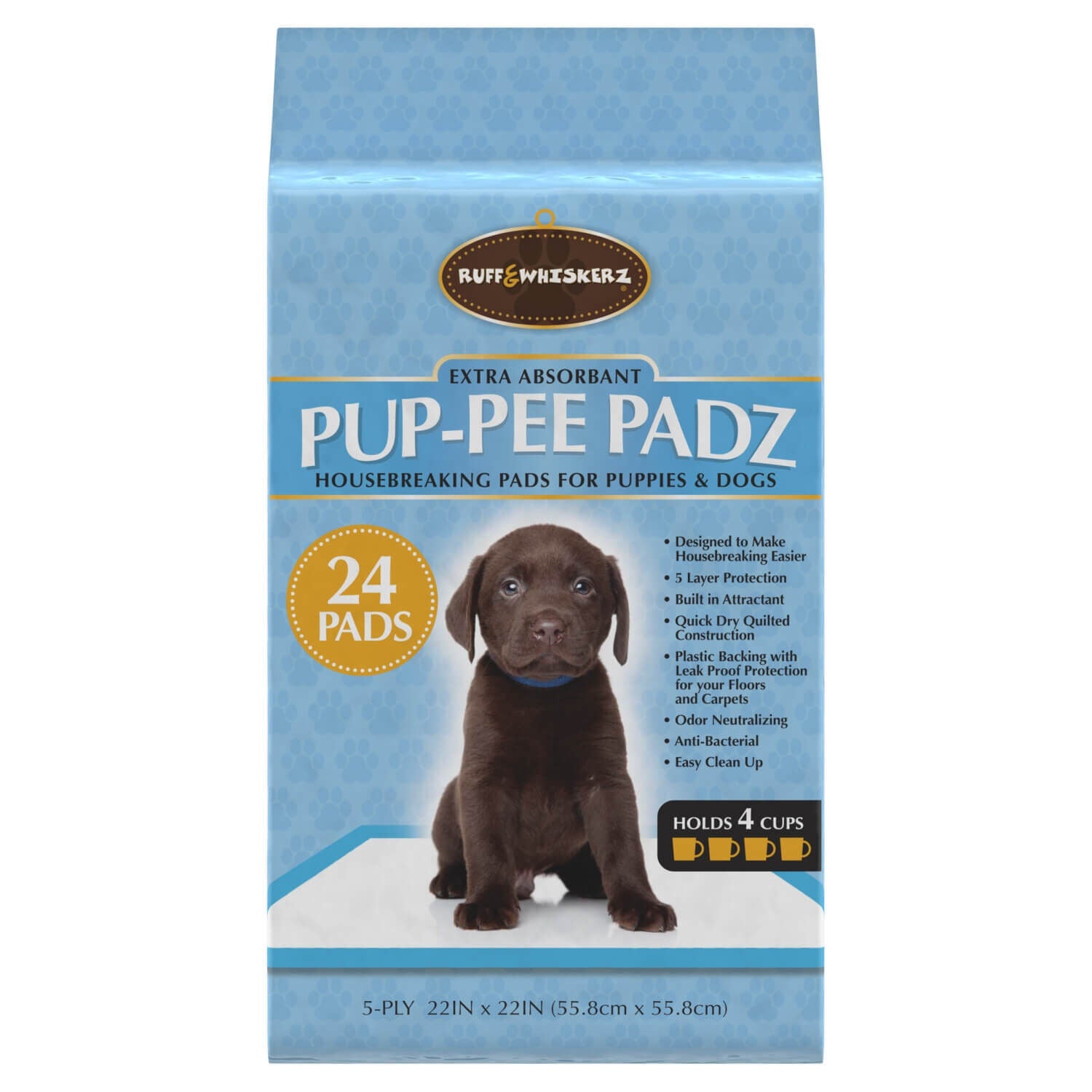 Ruff & Whiskerz Pup Pee Padz Extra Absorbent Dog Potty Training Pads, 24 X 24, 100 Count