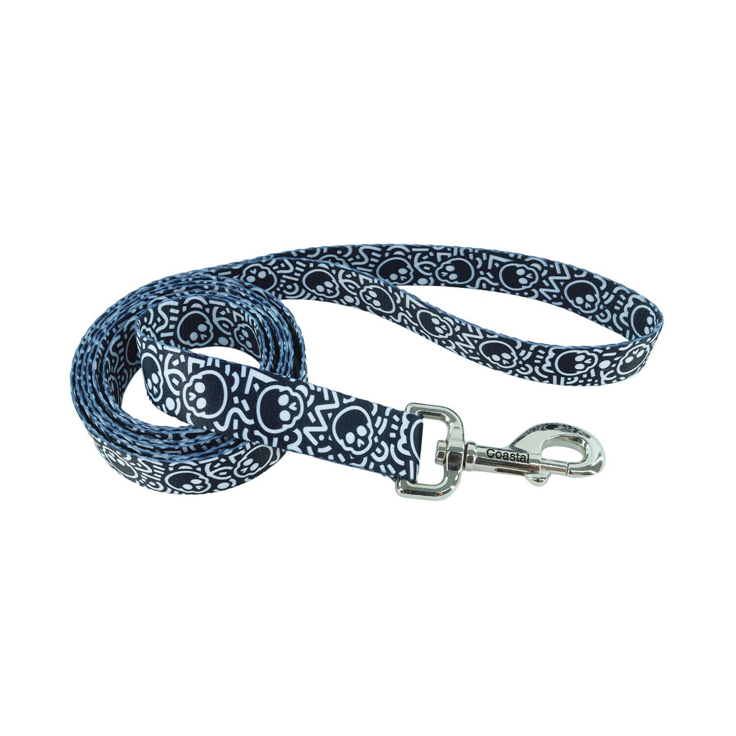 Coastal Styles Dog Leash, Black Skulls, Small - 5/8" X 6'