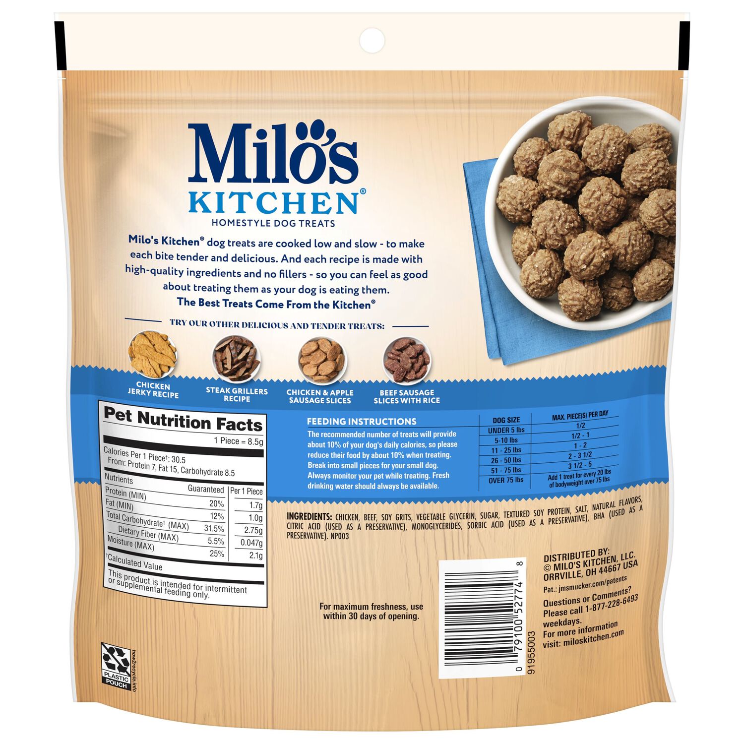 Milo&rsquo;S Kitchen Chicken Meatballs Soft & Chewy Dog Treats, 10-Oz Bag