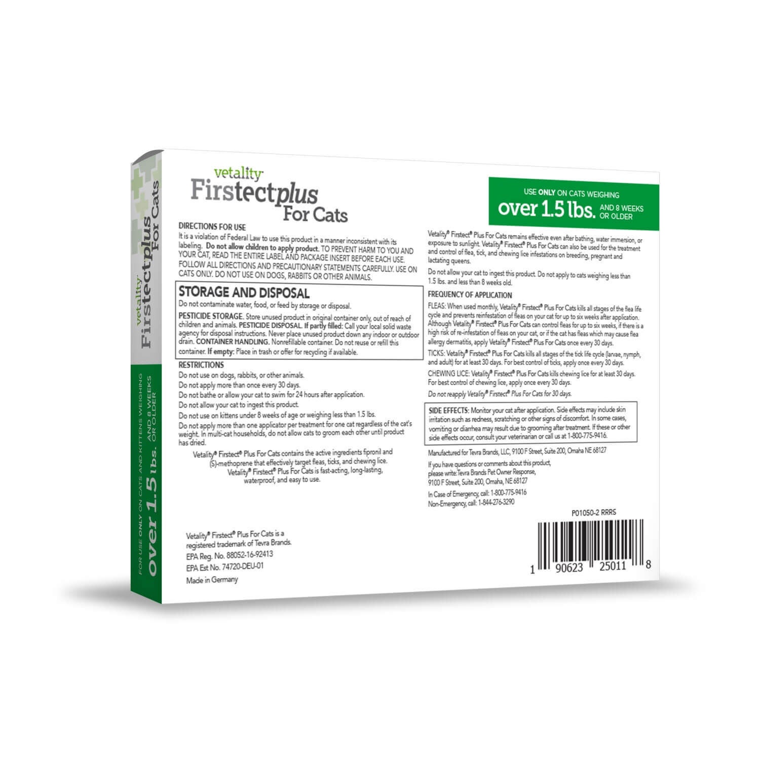 Vetality Firstect Plus Topical Flea & Tick Treatment For Cats Over 1.5 Lbs, 3 Month Supply