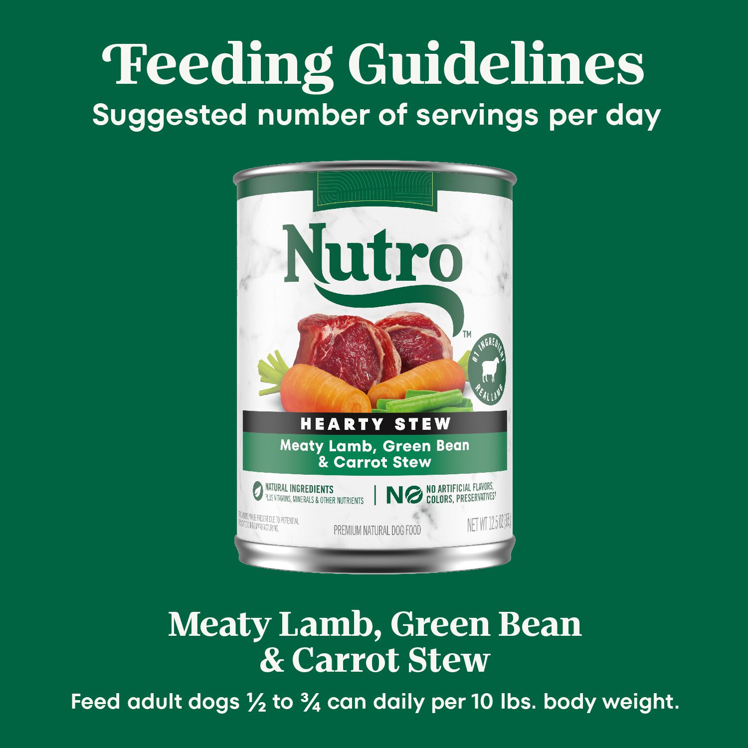 Nutro&nbsp;Hearty Stew Cuts In Gravy Meaty Lamb, Green Bean & Carrot Stew Wet Dog Food, 12.5-Oz
