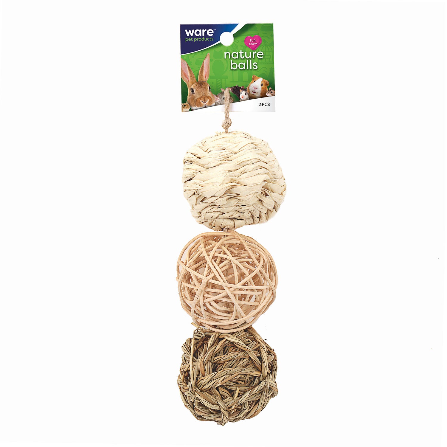 Ware Nature Balls With Bells Small Animal Toy, 3 Pack
