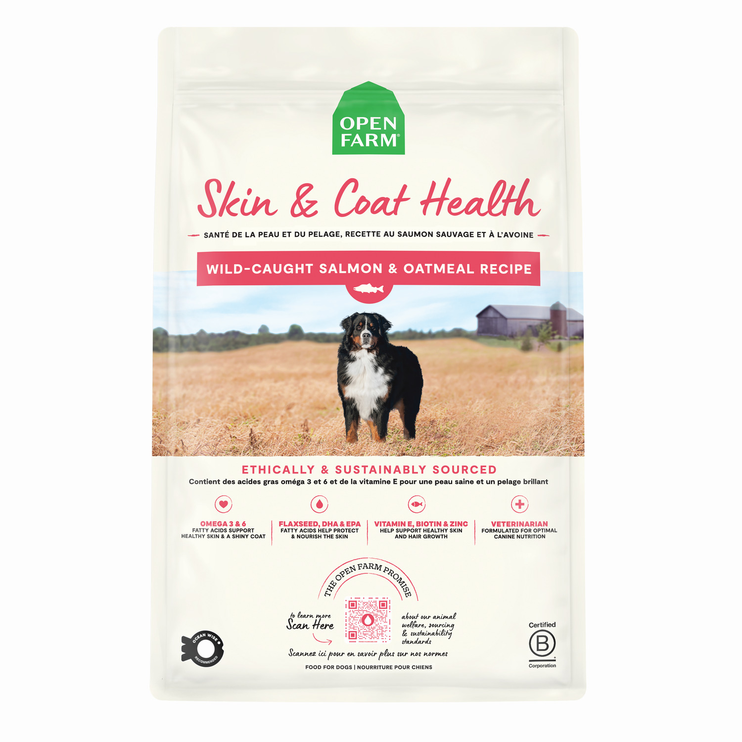 Open Farm Skin & Coat Health, Wild-Caught Salmon & Oatmeal Recipe Dry Dog Food