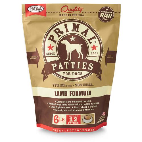 Primal Frozen Raw Lamb Formula Dog Food Patties