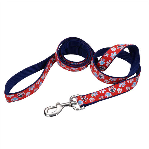 Pet Attire Ribbon Nylon Dog Leash 1" - Red & Blue