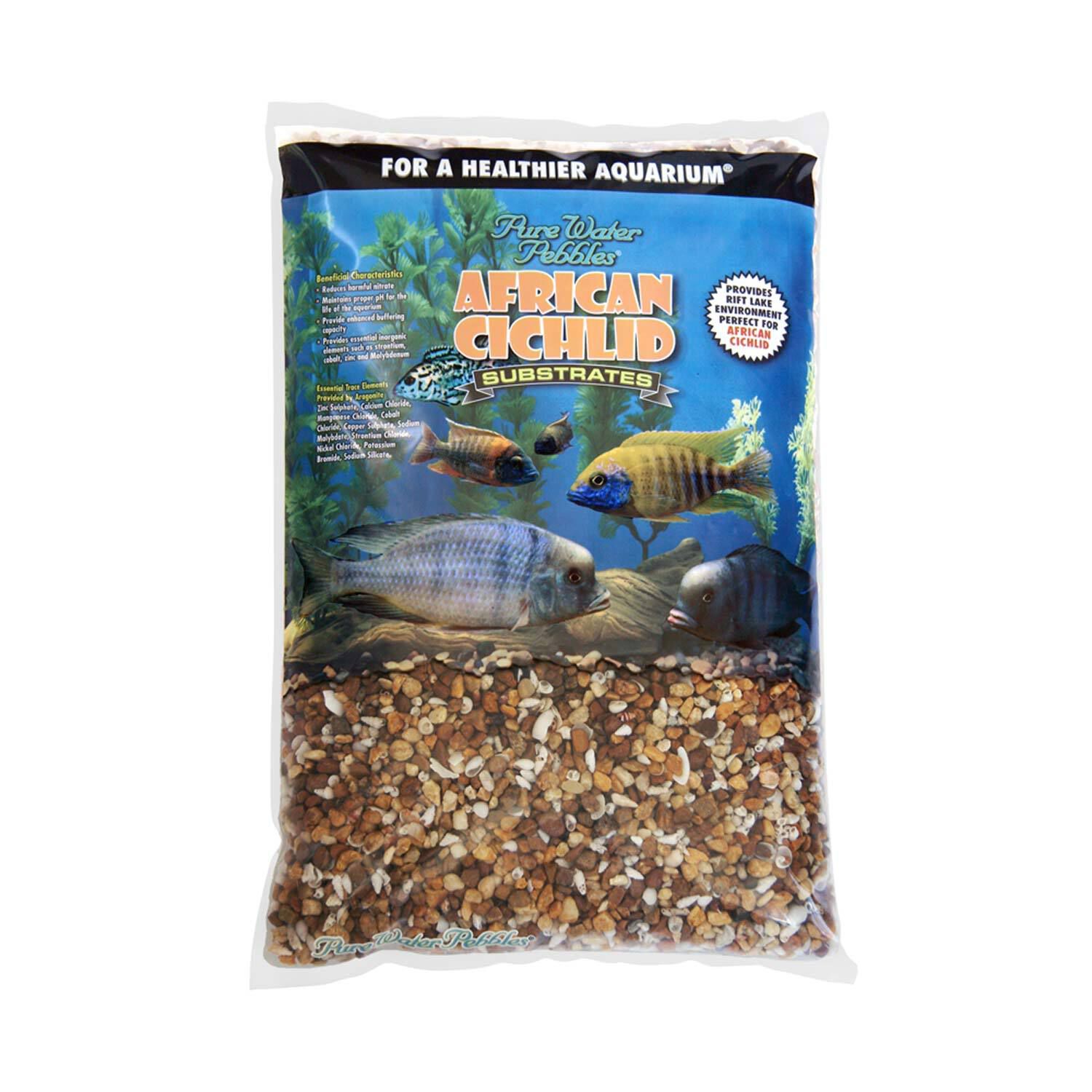 Pure Water Pebbles Cichlid Substrates, African Cichlid Gravel Malawi Mix, 20-Lb Bag